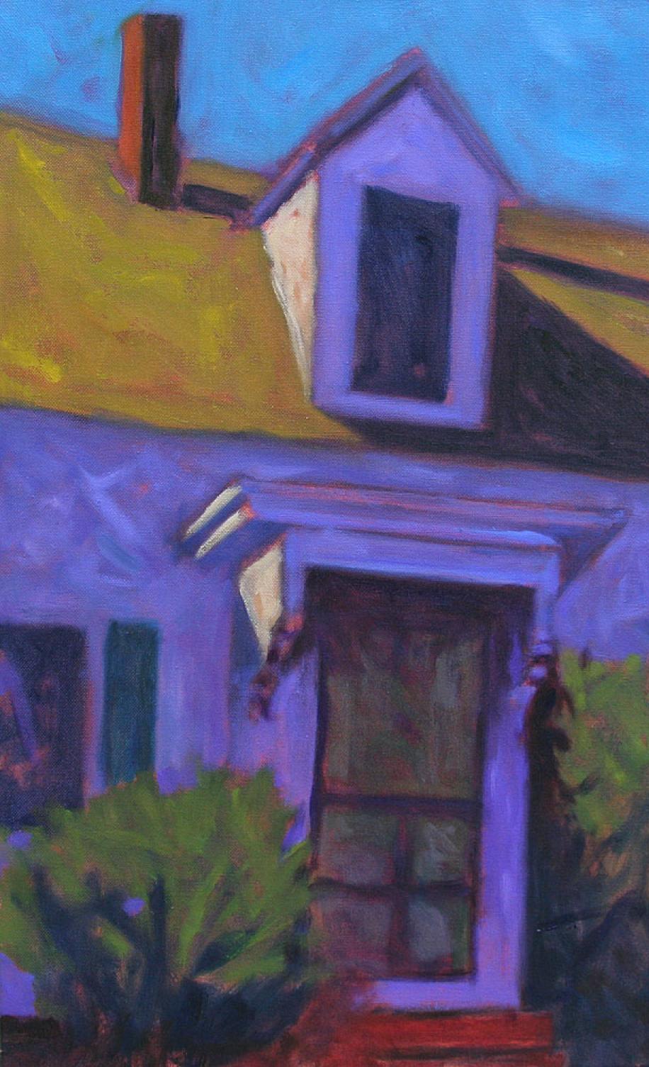 Purple Screen Door    Landscape  Light & Color Architecture   New England - American Impressionist Painting by Peter Batchelder