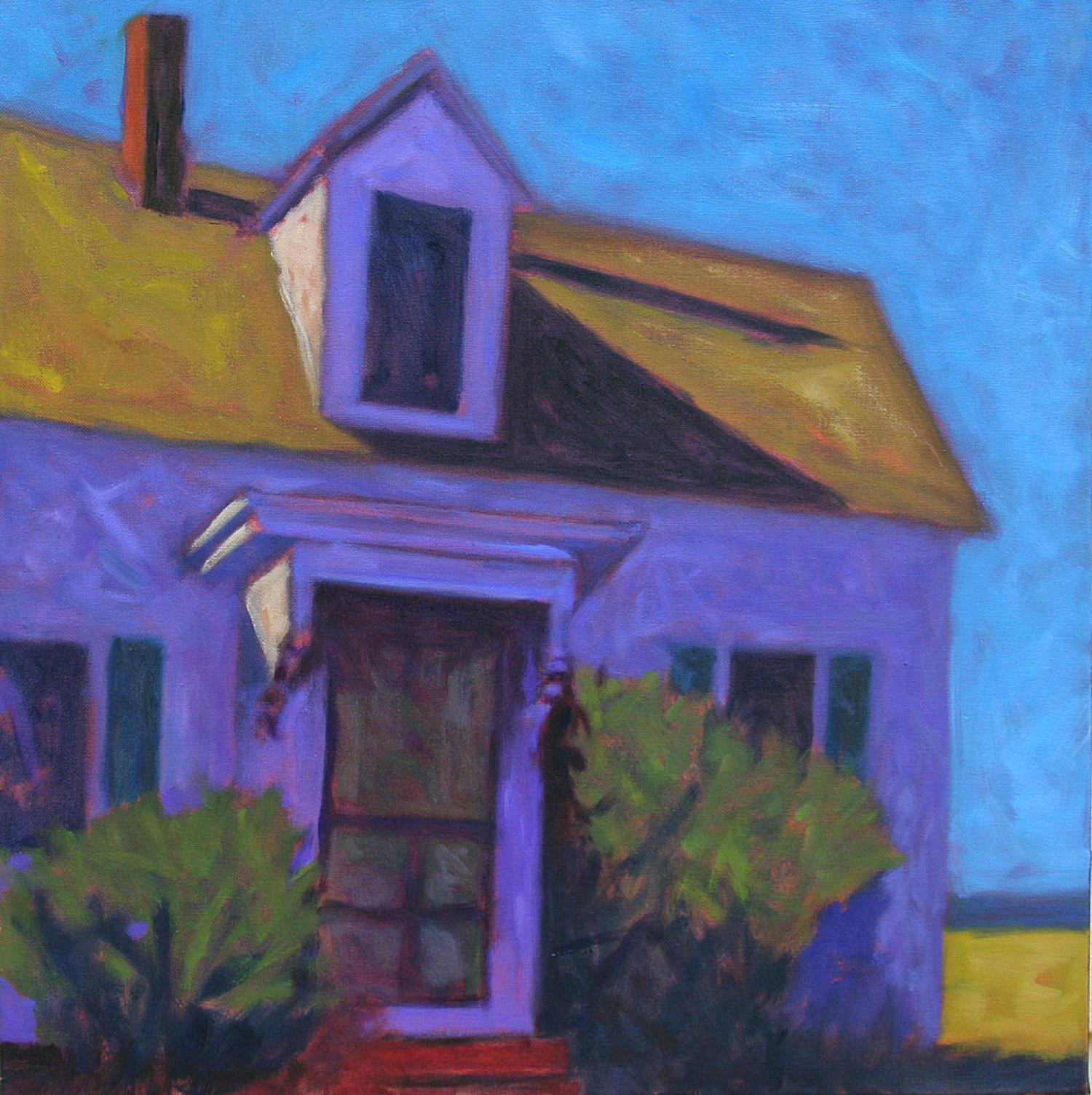Screen Door (Purple) is a framed oil on canvas painting  by artist Peter Batchelder.   It is 24 x 24 inches  .  Also shown are other paints by Peter Batchelder.
Artist Statement
Throughout my life I have had the benefit of living in different rural