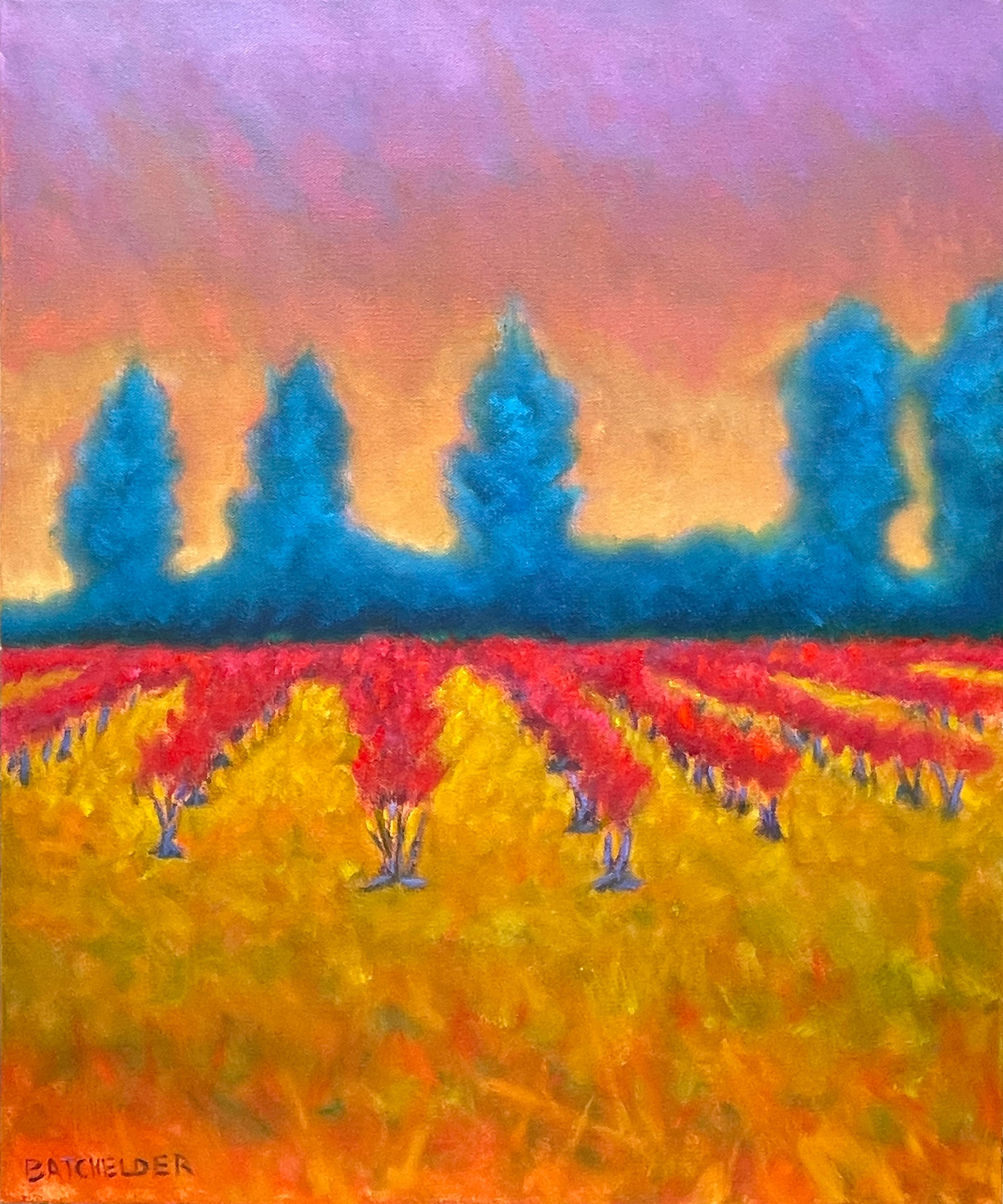 Le ciel jaune,  Huile / toile Paysage, couleurs, architecture 3000 en vente 3