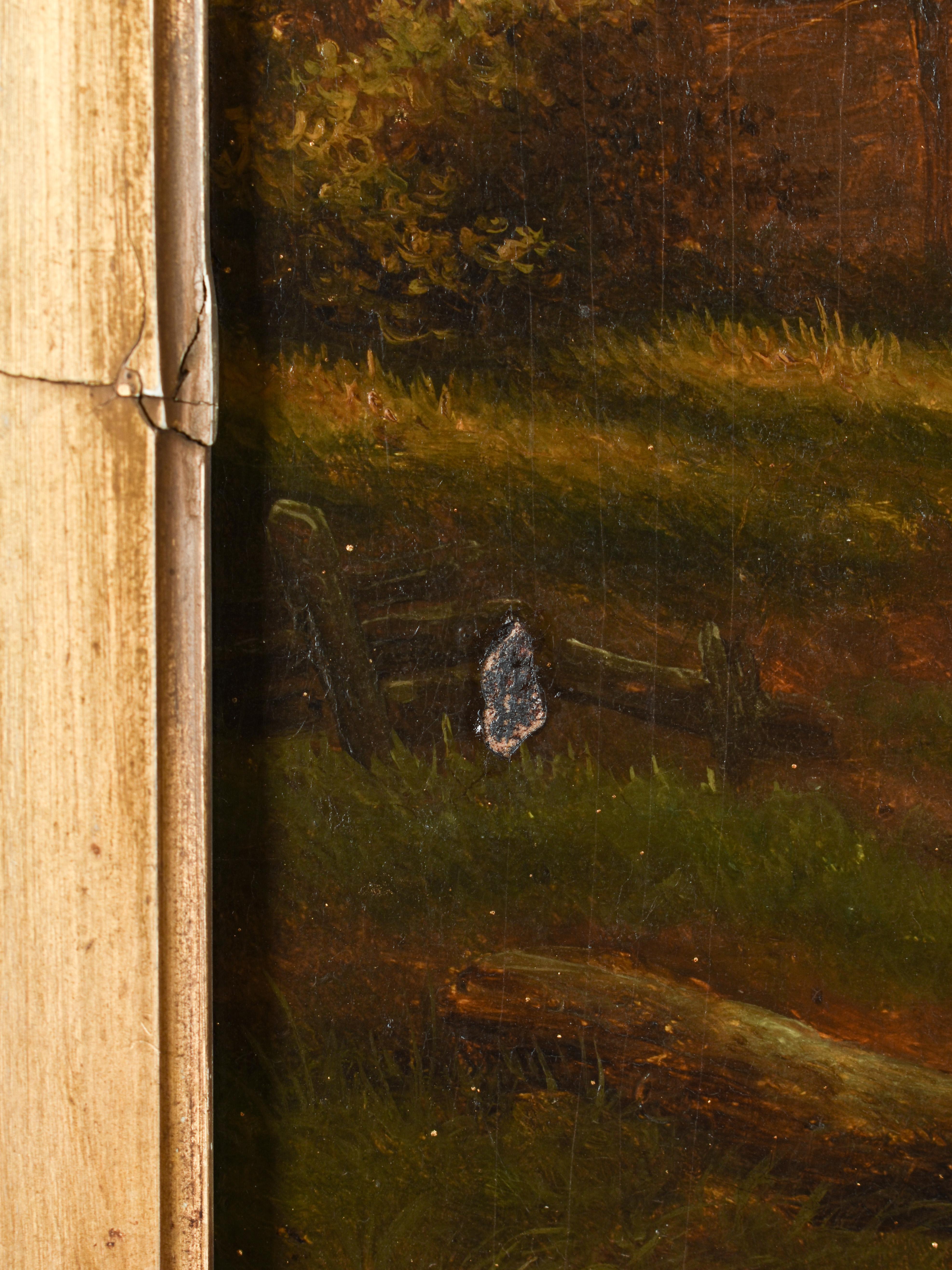 Landschaft mit Bauernhöfen und Menschen - Peter Bücken (1831-1915) - Ölgemälde auf Tafel im Angebot 9