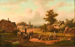 Landscape with farms and people - Peter Bücken (1831-1915) - Oil paint on panel