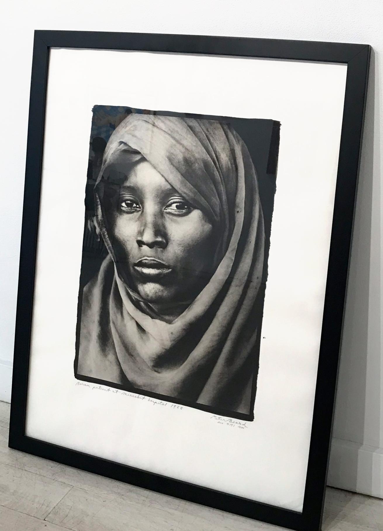 Boran Woman at Marsabit Hospital, Platinum Print, Black & White, Signed, Framed - Photograph by Peter Beard