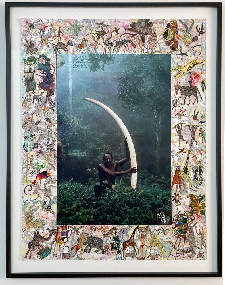 Elui with World Record Cow Elephant Tusk, 47 lbs., Marsabit Forest, Kenya – Art