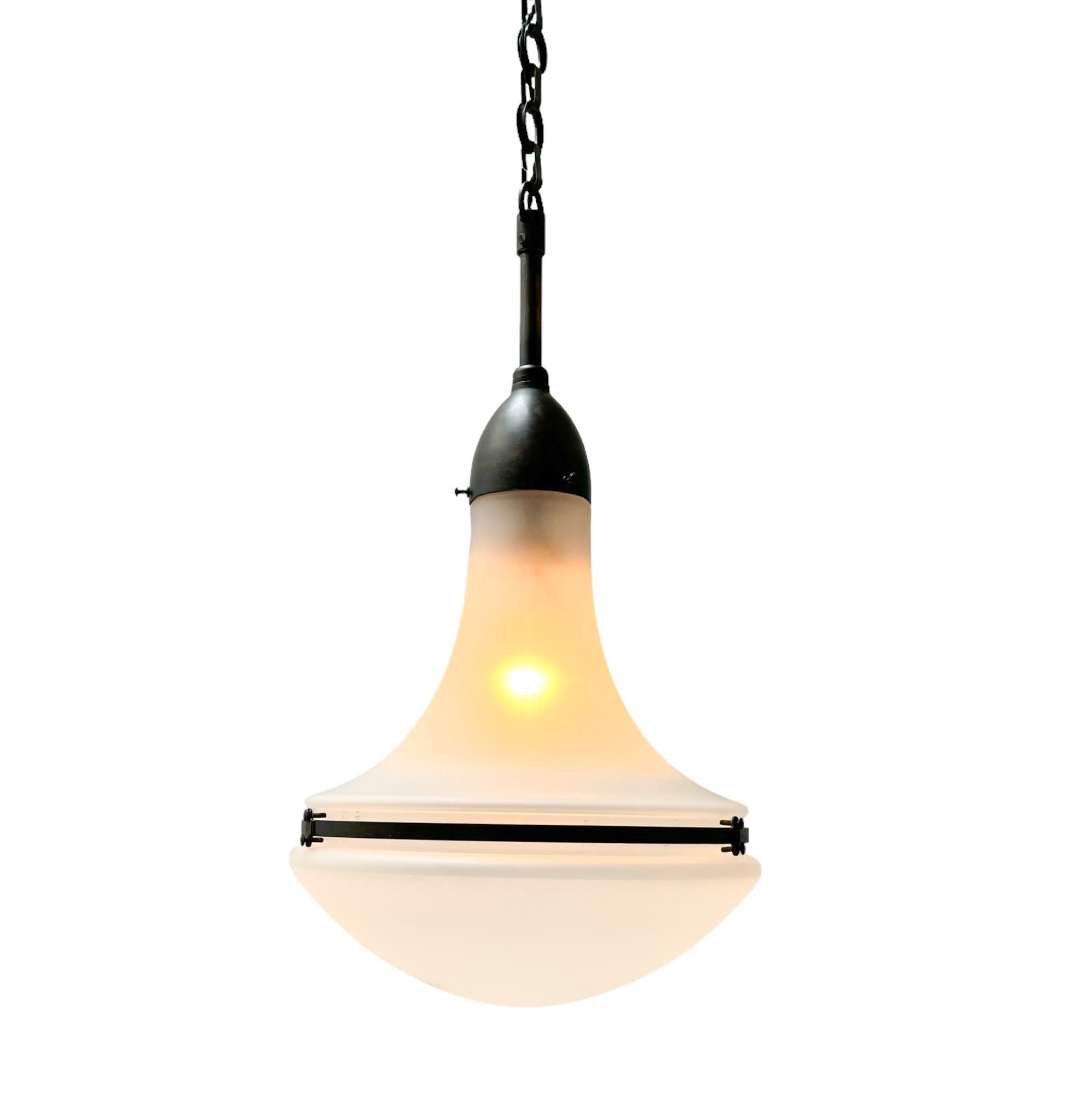 Etched Peter Behrens Art Nouveau Luzette Pendant Lamp for Siemens, 1900s