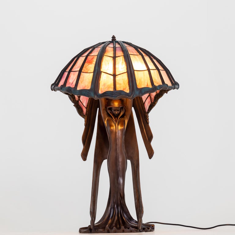 Peter Behrens' Flying Lady Table Lamp, Tiffany-Style, 2nd Half 20th Century  at 1stDibs | tiffany flying lady lamp, flying lady tiffany lamp, peter behrens  lamp