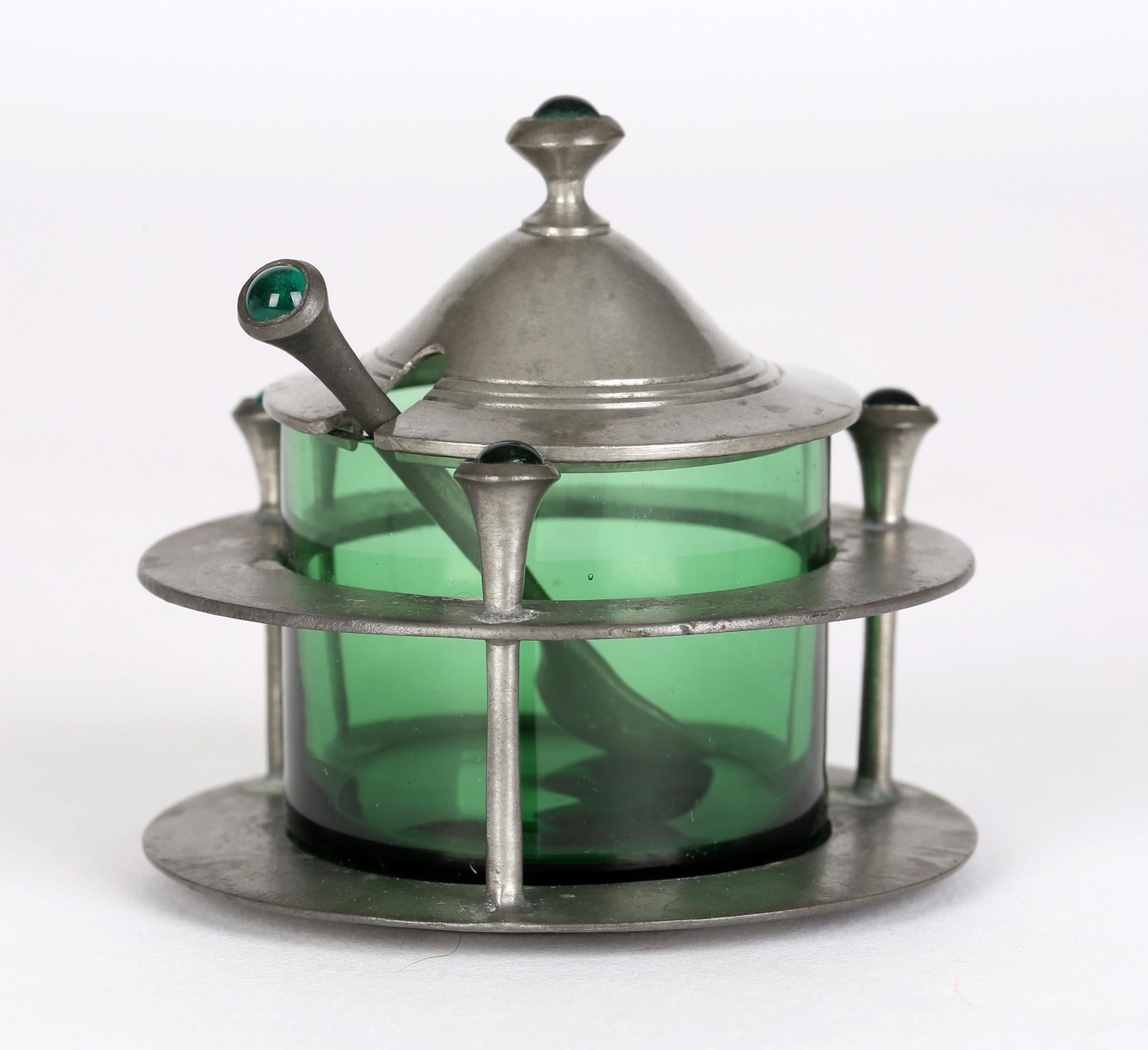 Peter Behrens 'German, 1868-1940' Osiris Art Nouveau Pewter Mustard Pot For Sale 3