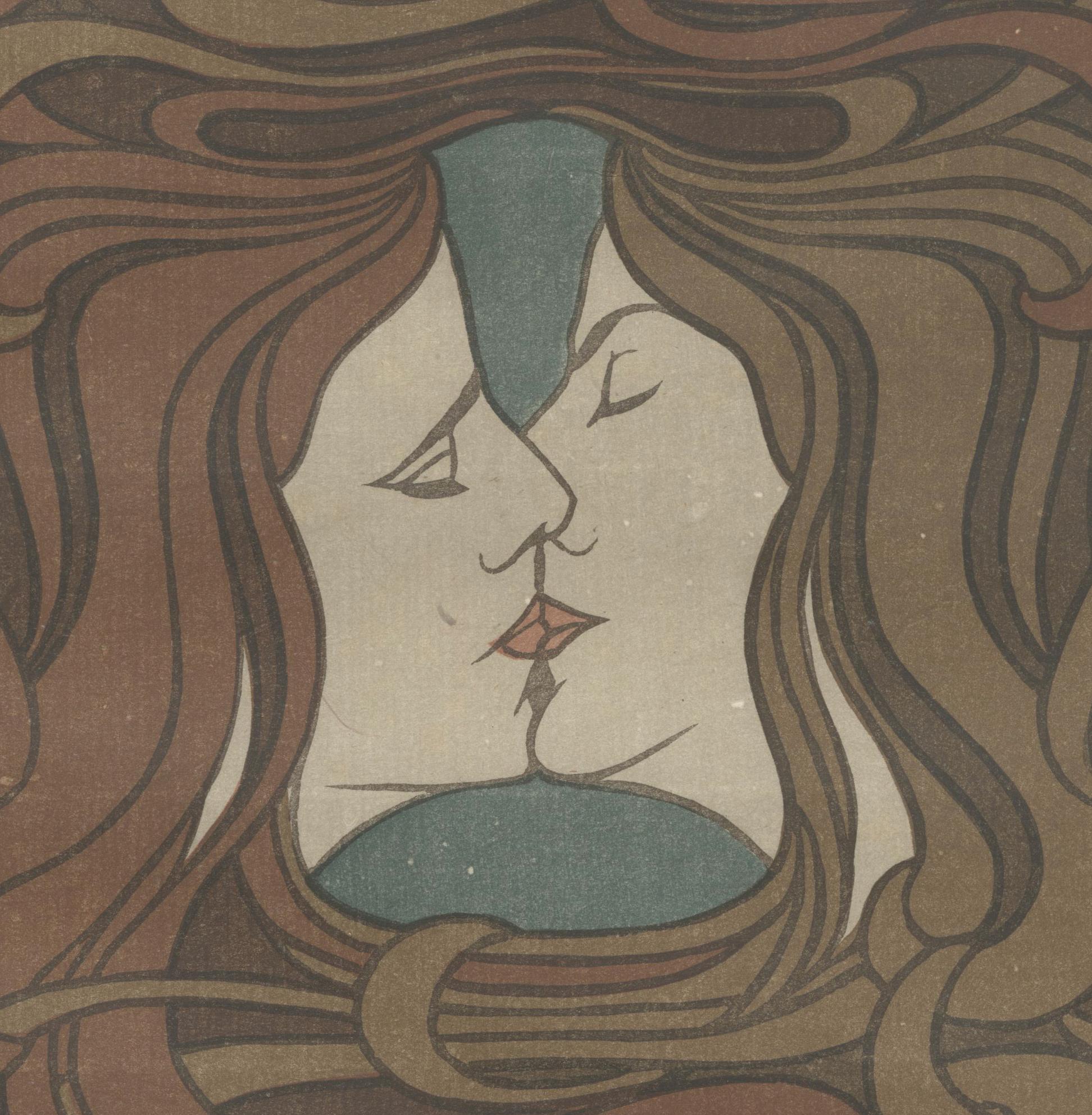 Der Kuss  The Kiss ( Tafel nach vorne Seite 116) – Print von Peter Behrens 