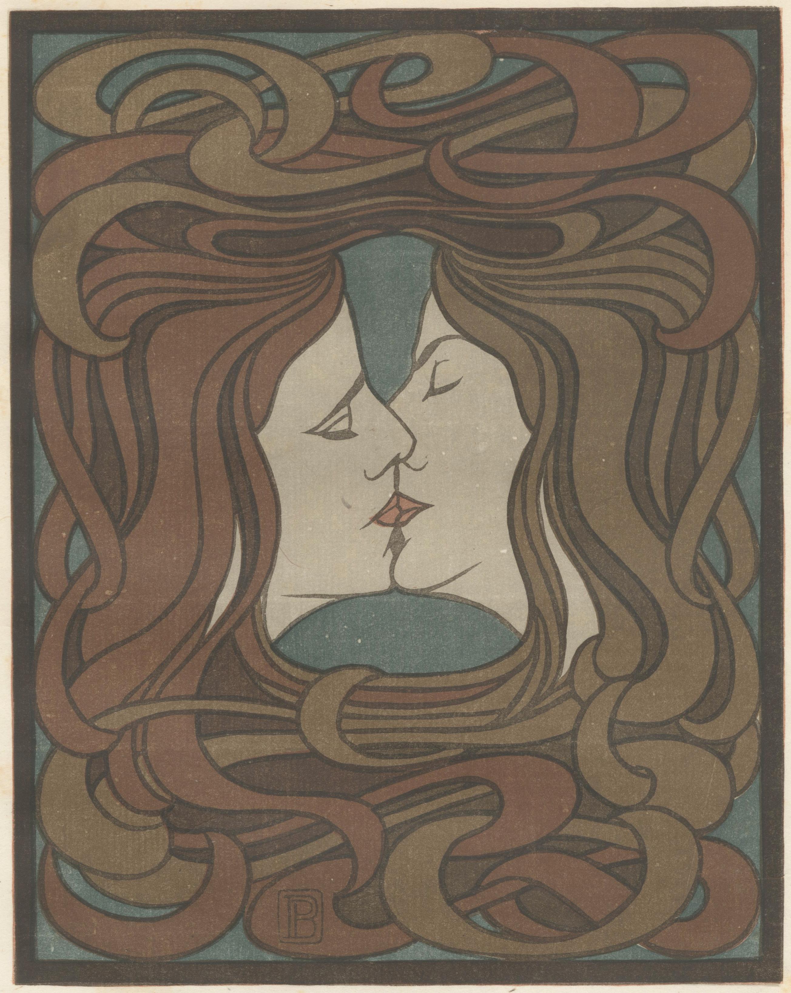 Peter Behrens  Figurative Print – Der Kuss  The Kiss ( Tafel nach vorne Seite 116)