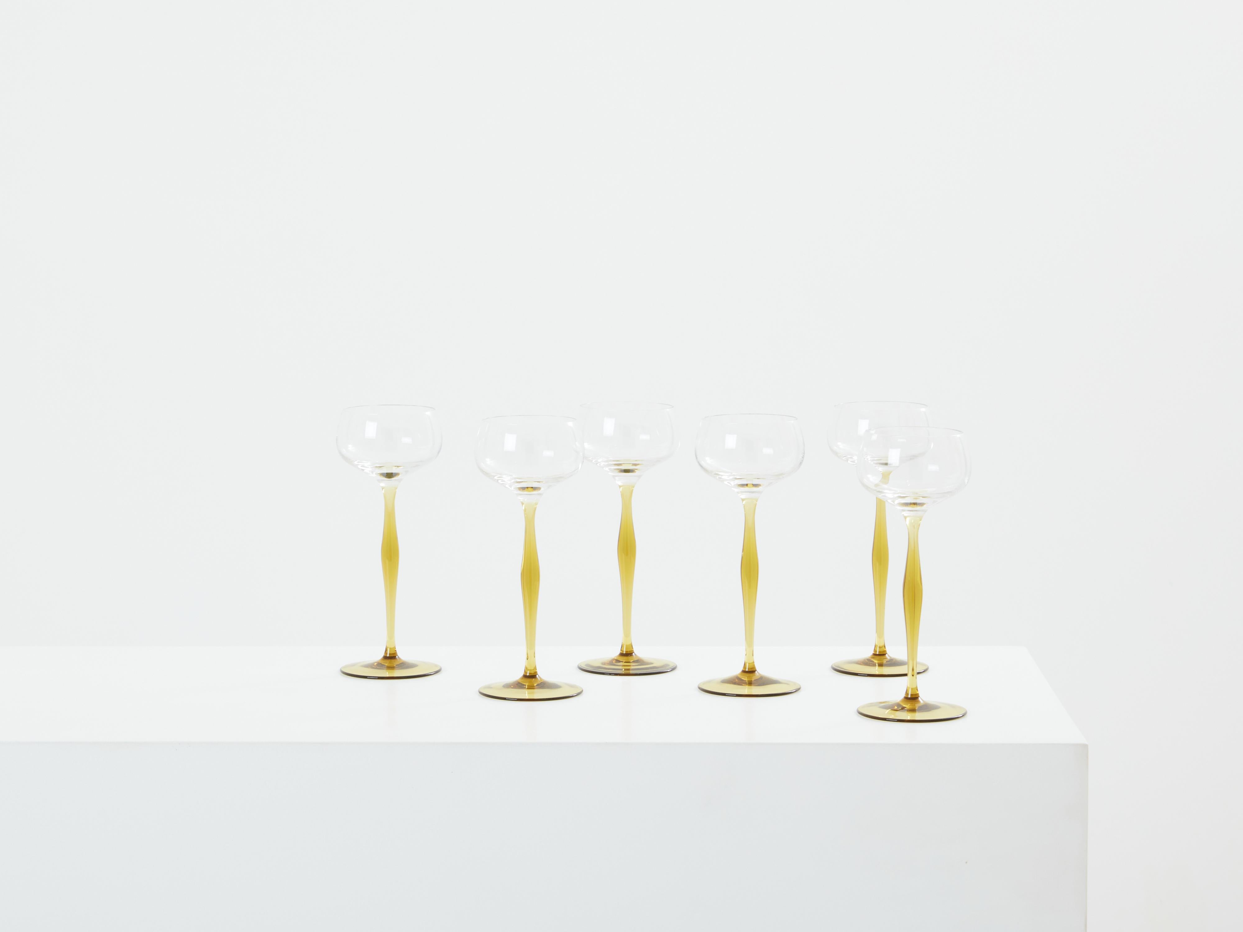 German Peter Behrens set of six Art Nouveau champagne glasses 1898 For Sale