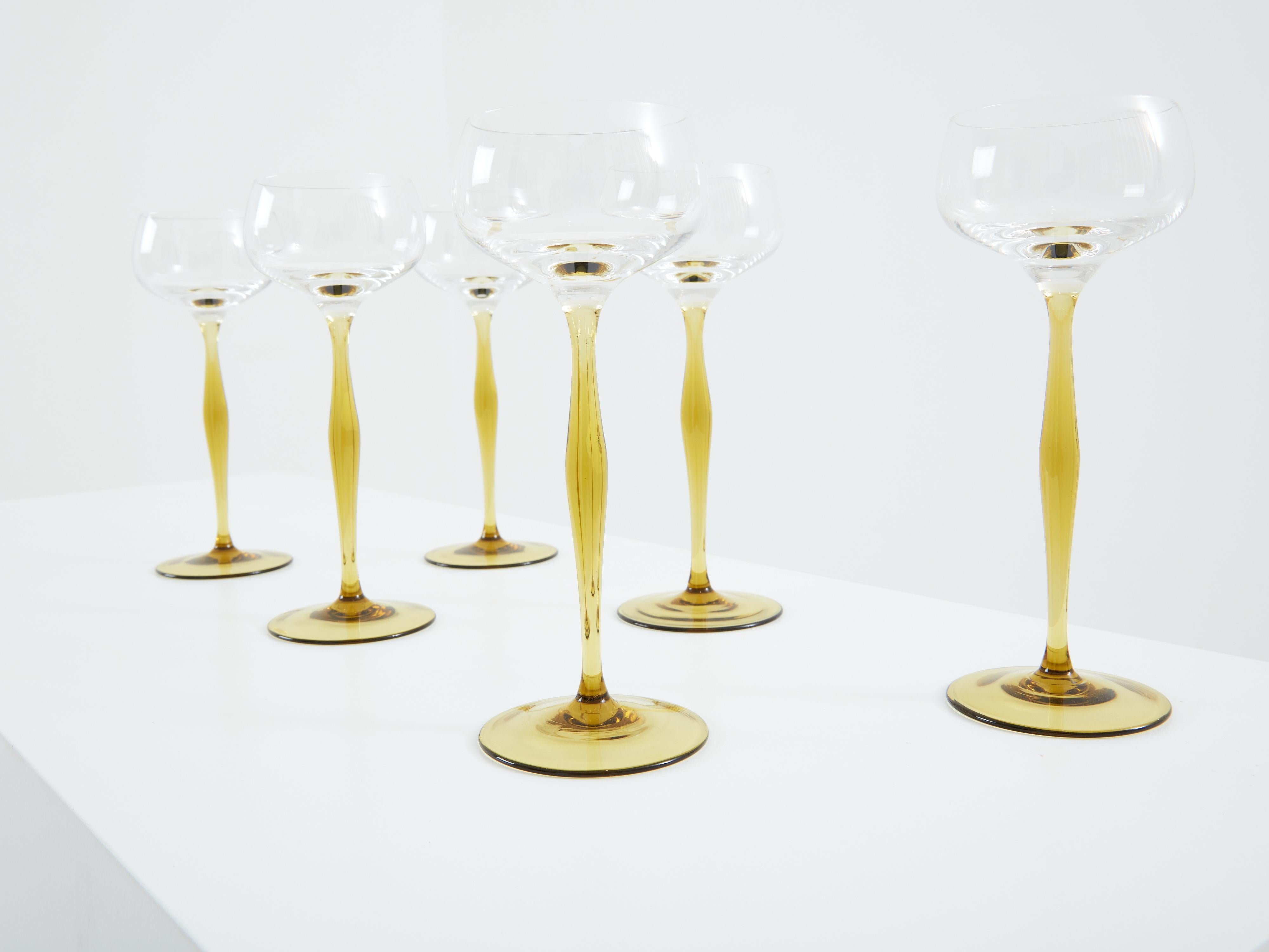 Peter Behrens set of six Art Nouveau champagne glasses 1898 In Good Condition For Sale In Paris, IDF