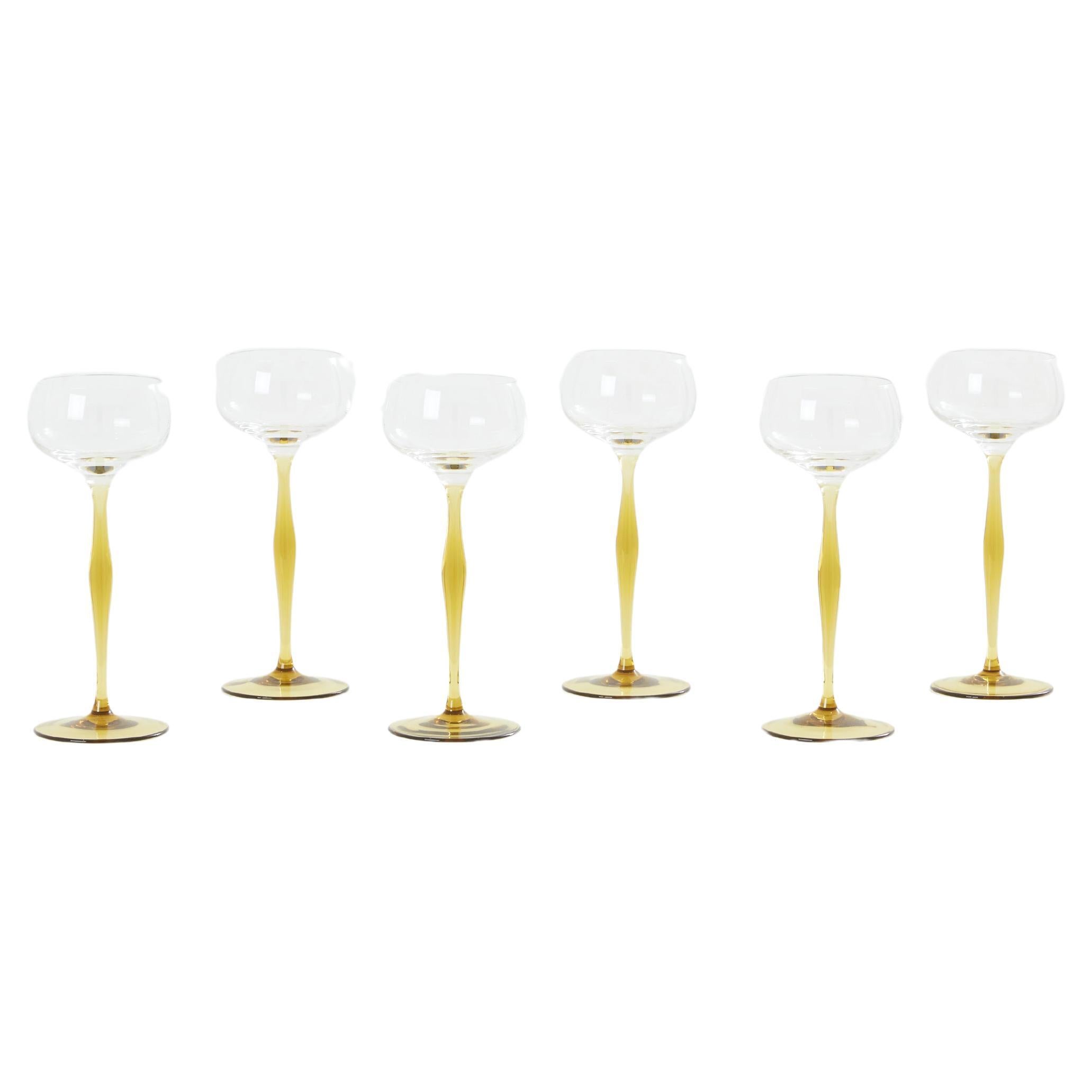 Set di sei bicchieri da champagne in stile Art Nouveau di Peter Behrens 1898