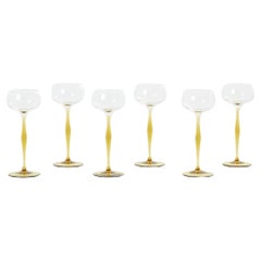Vintage Peter Behrens set of six Art Nouveau champagne glasses 1898