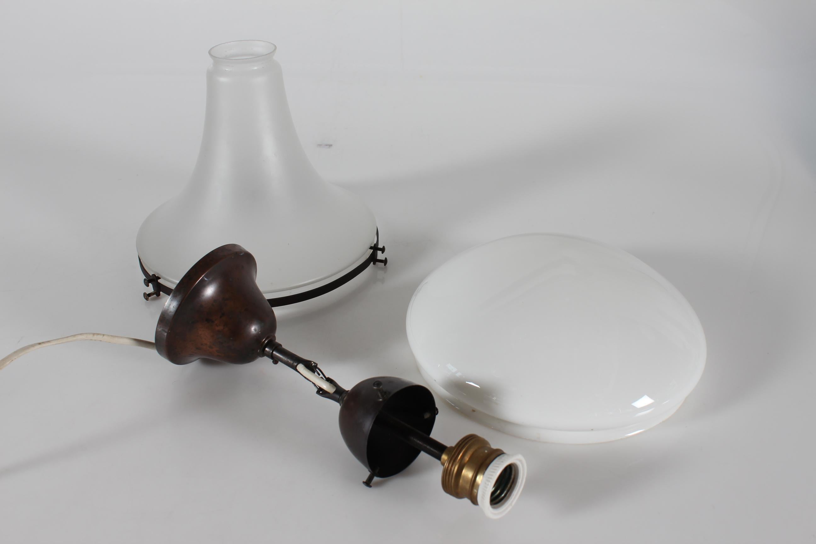 Peter Behrens Kleine Luzette Pedant Glas + Kupfer von Siemens Schuckert 1910er Jahre im Angebot 5