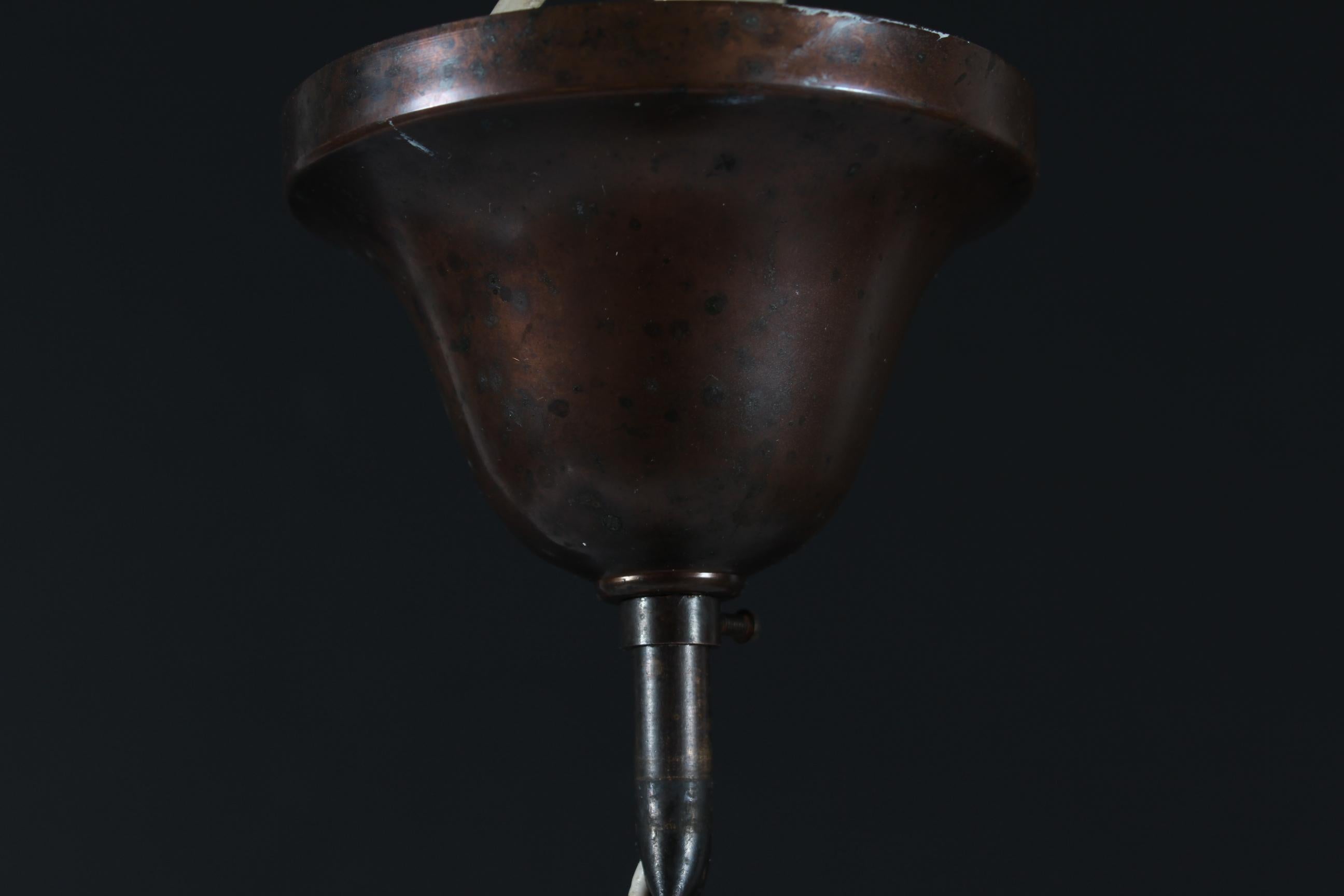 Peter Behrens Kleine Luzette Pedant Glas + Kupfer von Siemens Schuckert 1910er Jahre im Zustand „Gut“ im Angebot in Silkeborg, Silkeborg