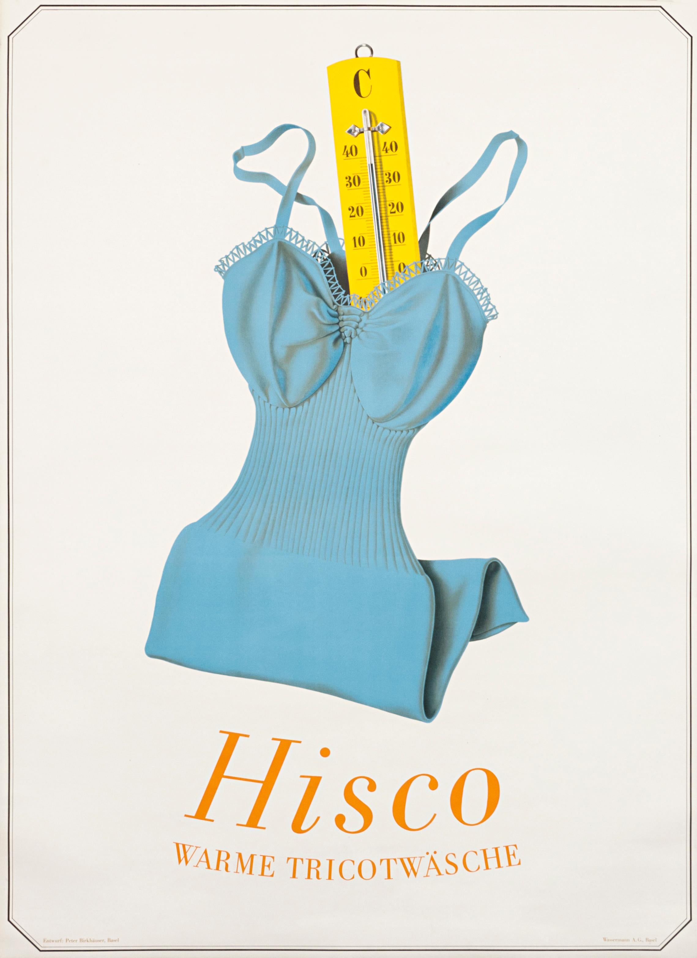 Peter Birkhauser Still-Life Print - "Hisco" - Original Vintage 1940s Clothing Swiss Object Poster by Birkhauser