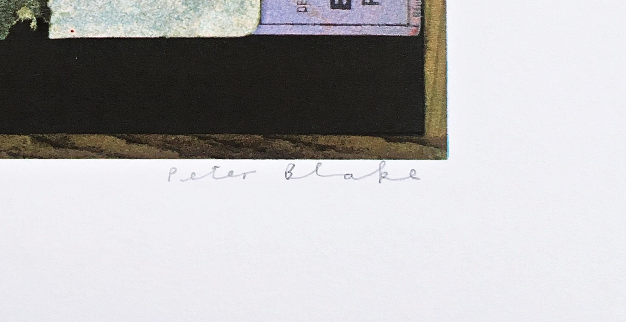 A Walk in the Tuileries Gardens Paris print with silver leaf and glazes Signed/N - Beige Landscape Print by Peter Blake