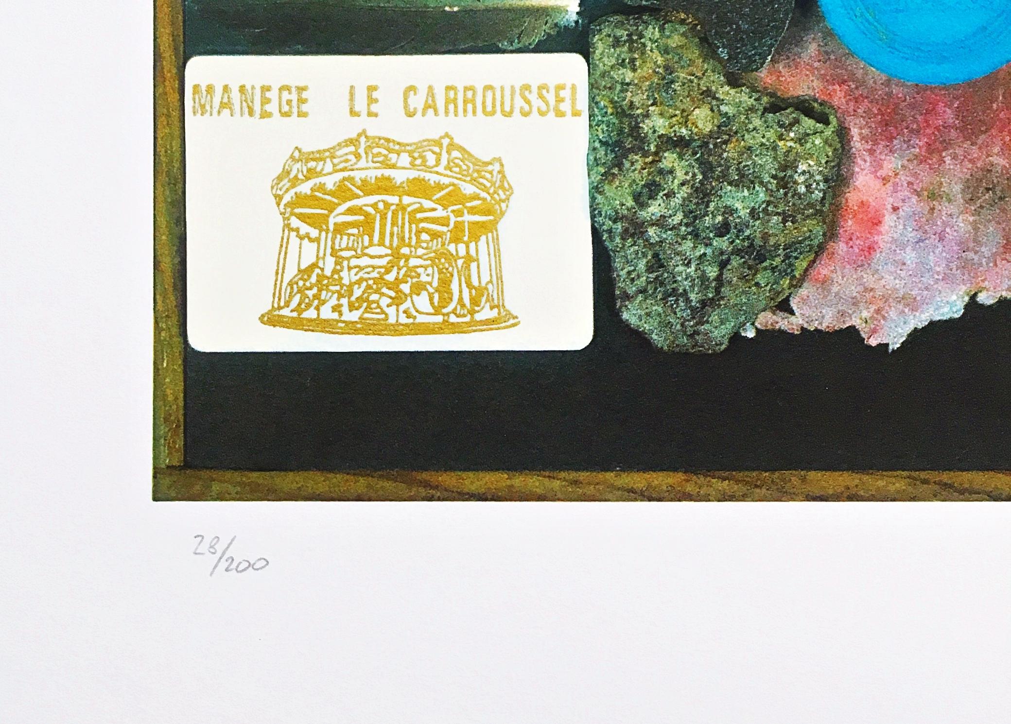 Peter Blake
A Walk in the Tuileries Gardens, 2004
26 colour Screenprint with Silver leaf and 3 Glazes
Hand signed and numbered 28/200 by artist on lower front
30 1/5 × 22 1/2 inches
Unframed
A Walk Through the Tuileries Gardens is based on a memory