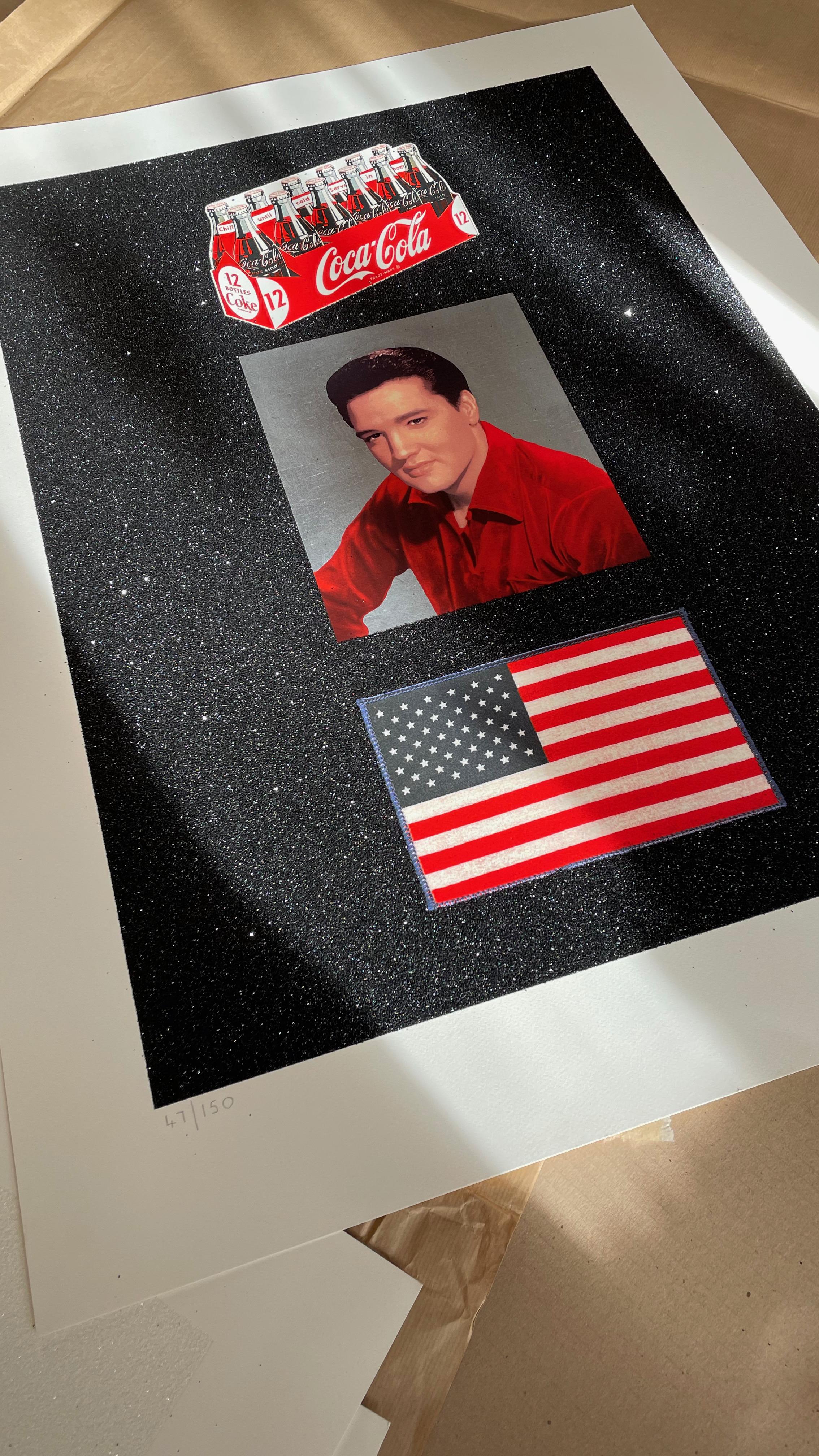 American Trilogy PETER BLAKE SILKSCREEN SET. ELVIS, COCA COLA, U.S. FLAG - Pop Art Print by Peter Blake