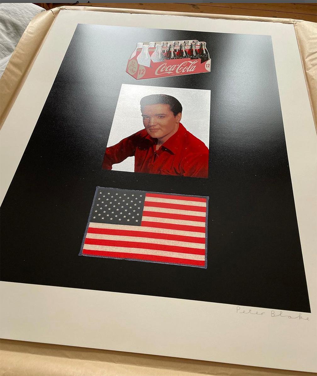 American Trilogy PETER BLAKE SILKSCREEN SET. ELVIS, COCA COLA, U.S. FLAG For Sale 3