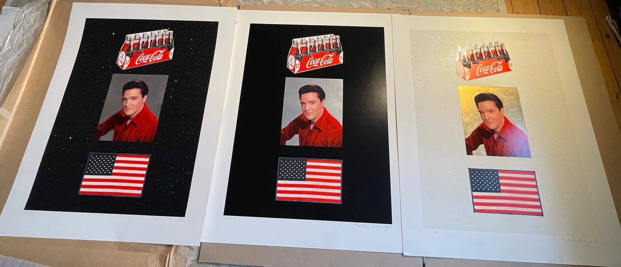 American Trilogy PETER BLAKE SILKSCREEN SET. ELVIS, COCA COLA, U.S. FLAG For Sale 4