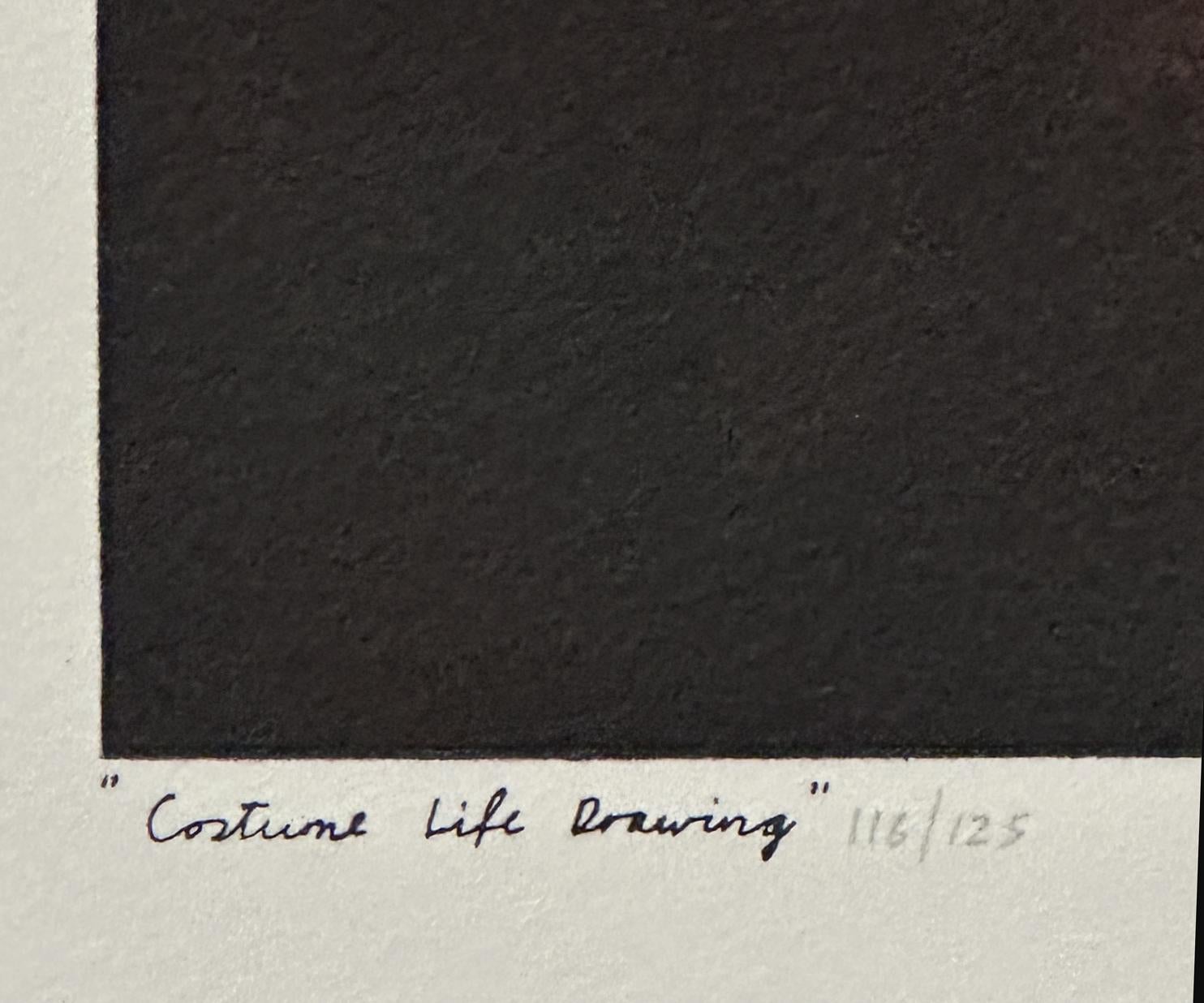 Costume Life Drawing 1972  Signed Limited Edition - Beige Figurative Print by Peter Blake