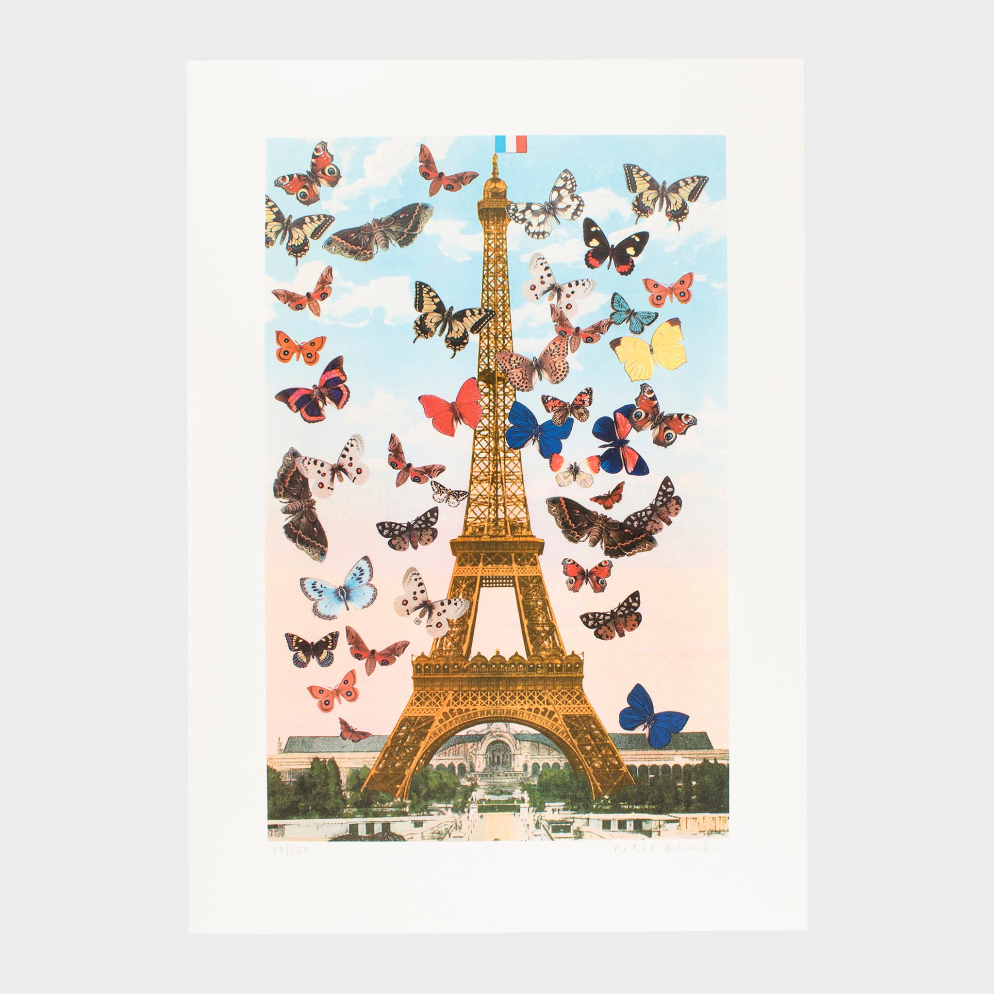 Eiffel Tower (from the Paris suite) - Gray Landscape Print by Peter Blake