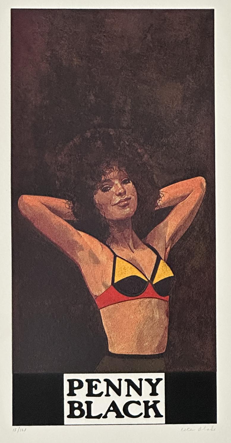 Penny Black  1972 De la serie Los luchadores, edición firmada - Print de Peter Blake
