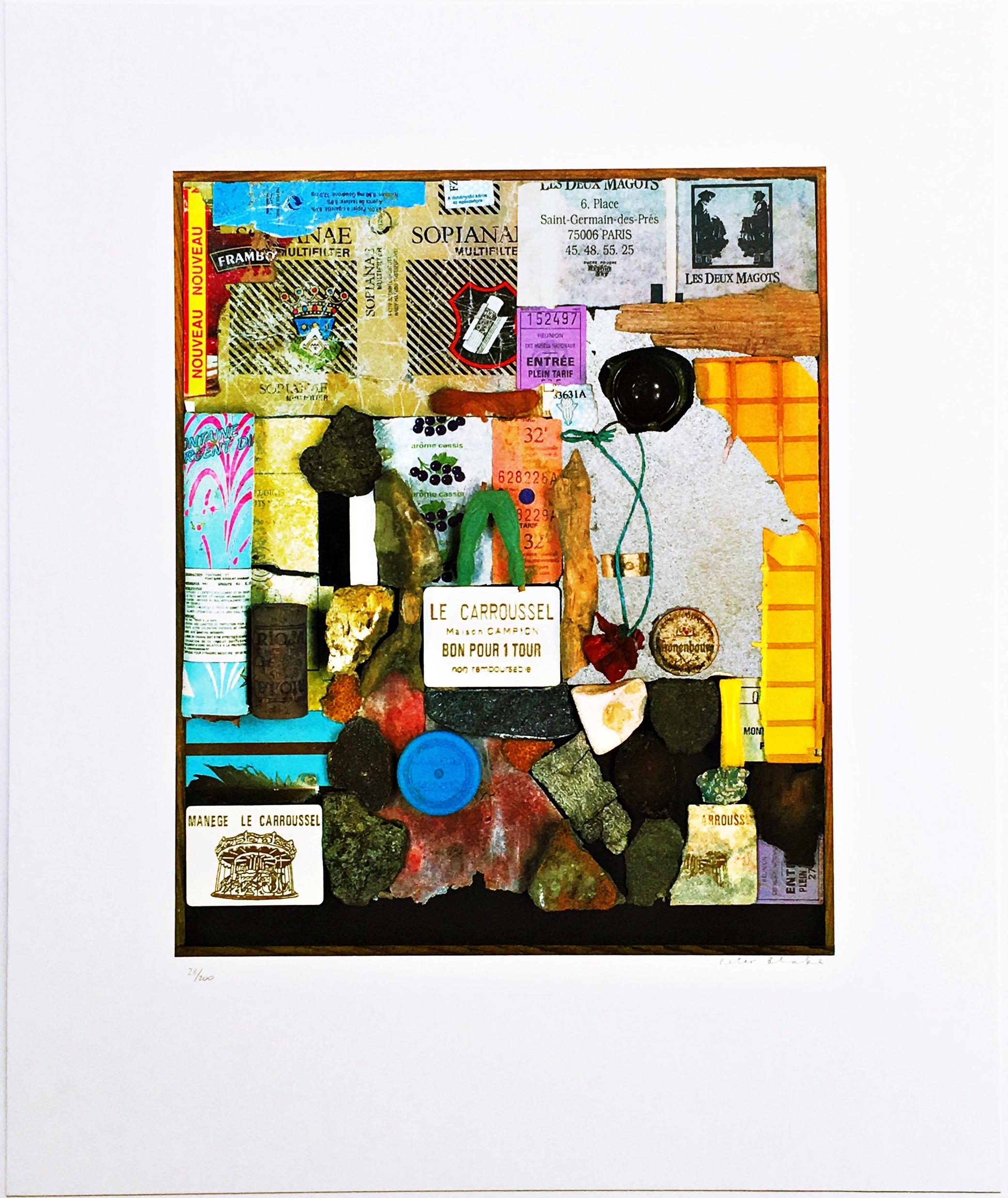 Peter Blake
A Walk in the Tuileries Gardens, 2004
26 colour Screenprint with Silver leaf and 3 Glazes
Hand signed and numbered 28/200 by artist on lower front
30 1/5 × 22 1/2 inches
The work is matted on board and unframed as it had been removed