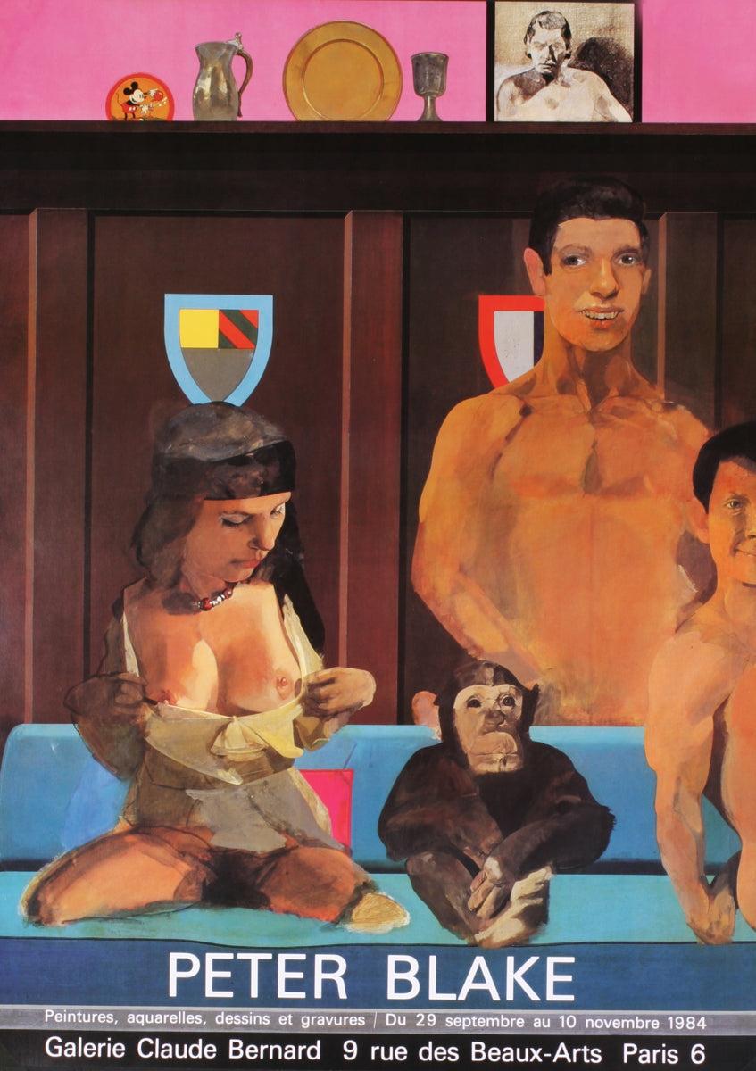 First edition exhibition poster by Peter Blake for Galerie Claude Bernard in 1984. First and only printing. Large dents on right side of poster.

Paper Size: 28.75 x 21 inches ( 73.025 x 53.34 cm )
 Image Size: 28.75 x 21 inches ( 73.025 x 53.34 cm