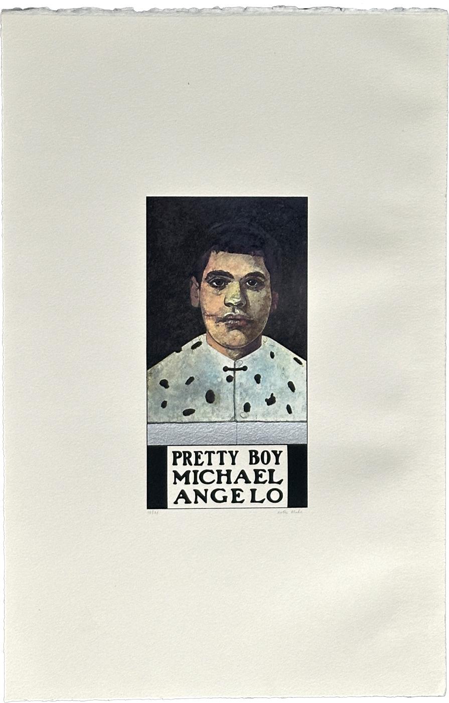 Peter Blake Portrait Print - Pretty Boy Michael Angelo, 1972 From the The Wrestlers Series, Signed Edition