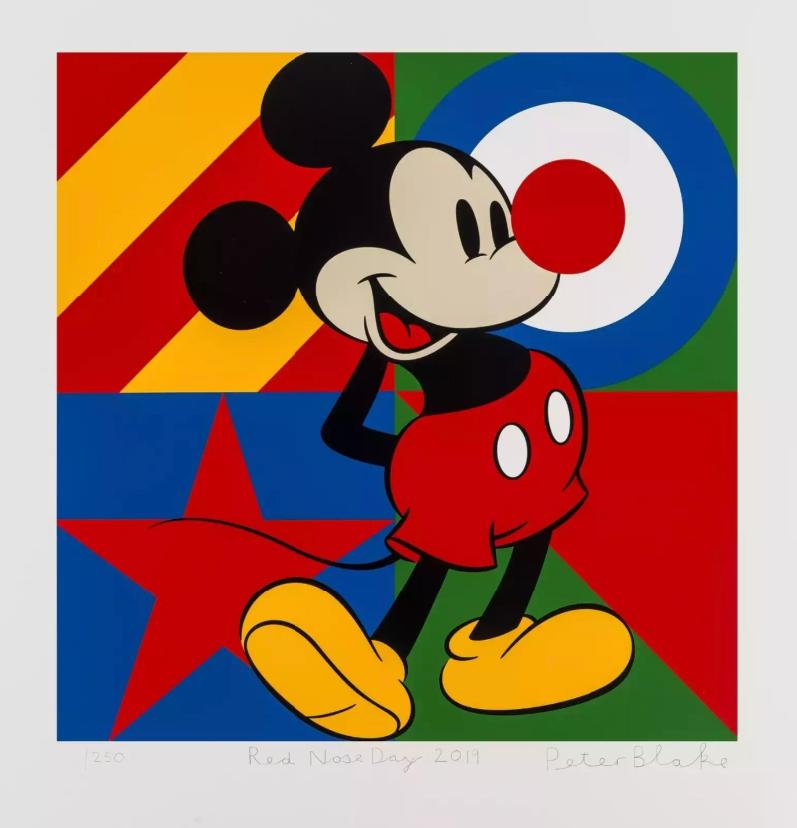 Peter Blake Portrait Print - Red Nose Day (Mickey Mouse)