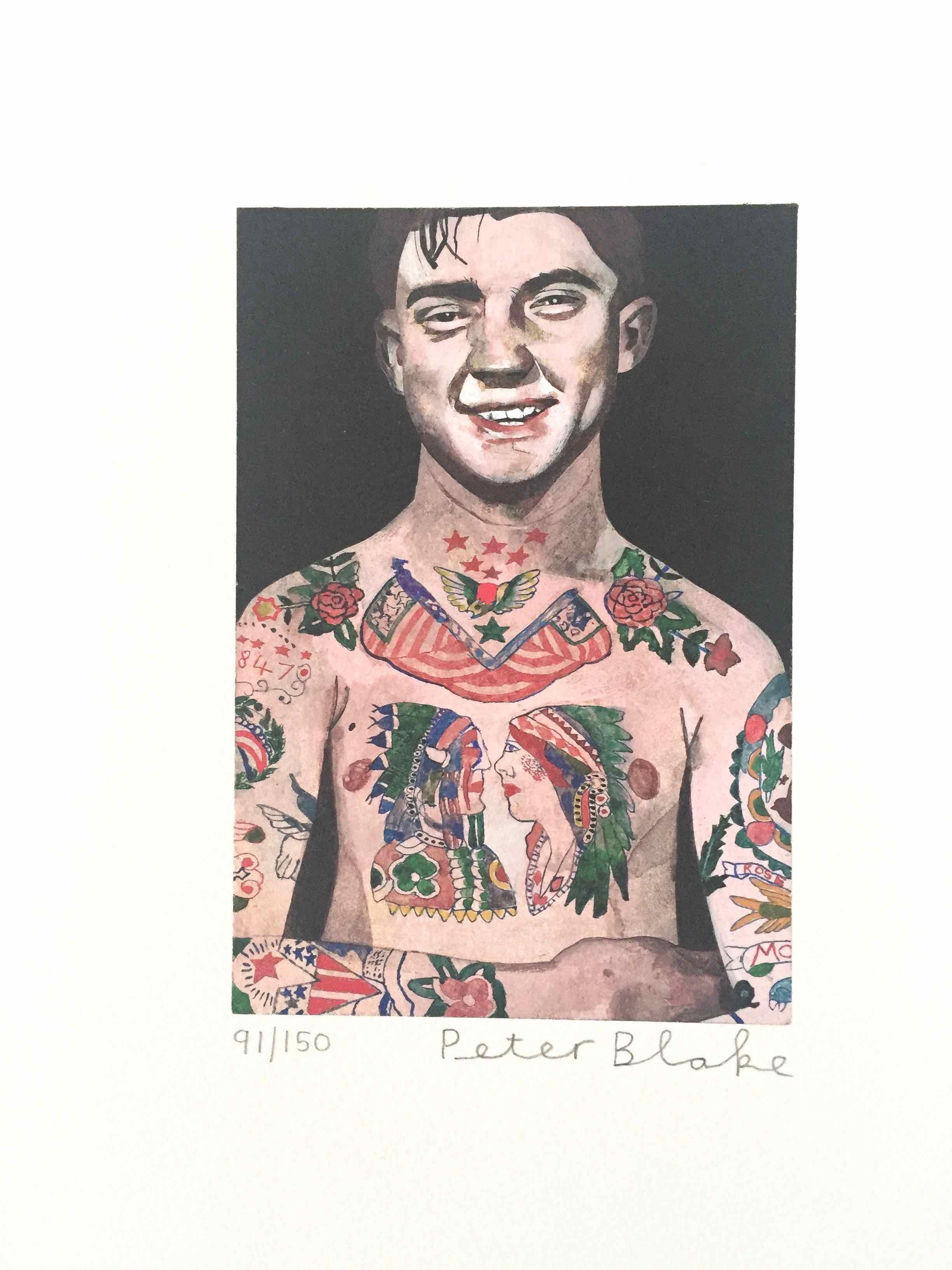 Tattooed People, Percy, 2015, Archival limited edition inkjet print on photo rag satin paper, Edition 103/150, 11 × 8 3/10 in, 28 × 21 cm, signed and numbered by Sir Peter Blake (unframed)

Widely regarded as the godfather of British Pop art and the