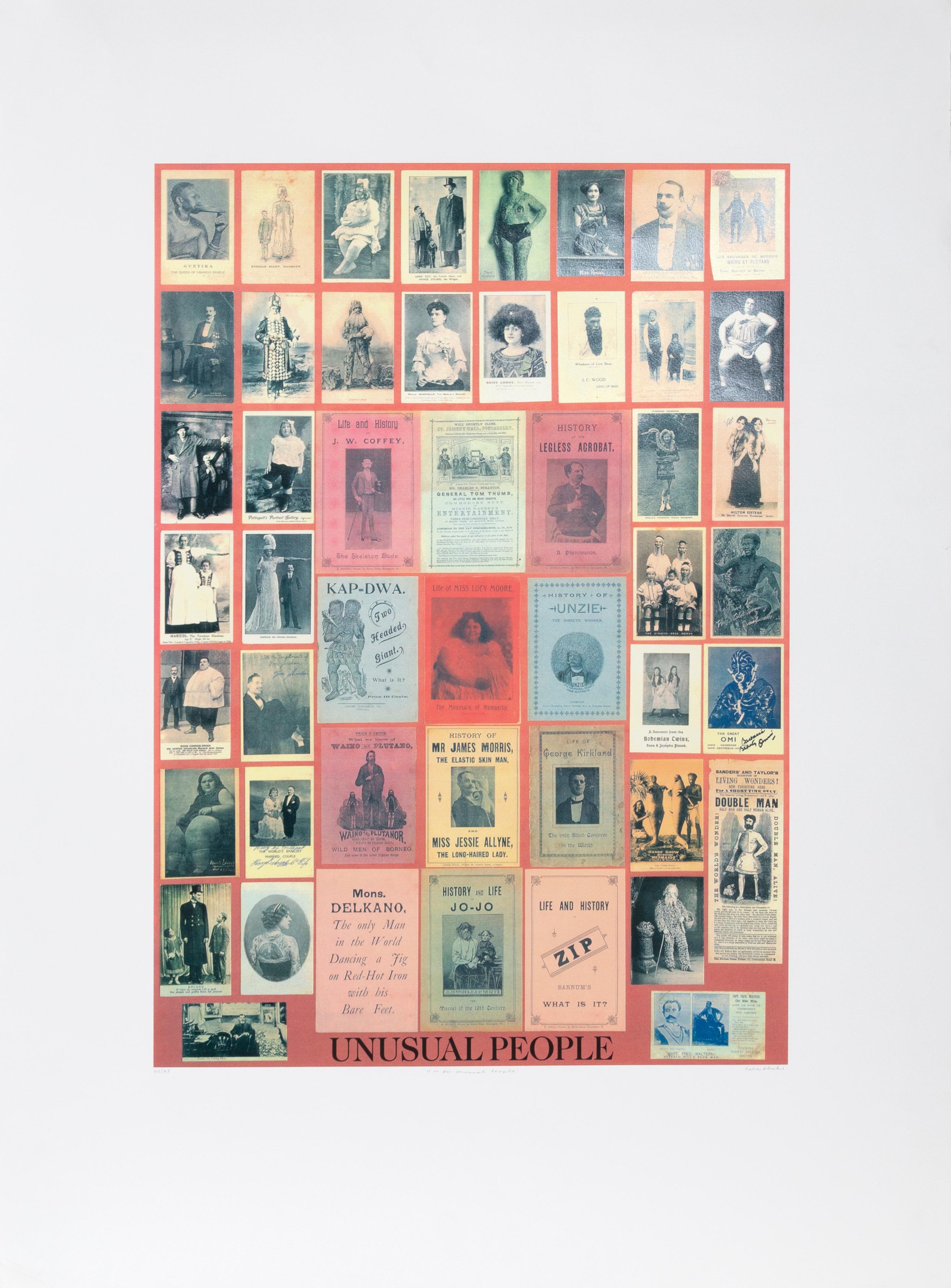 Peter Blake Figurative Print - U is for Unusual People (from The Alphabet Series)