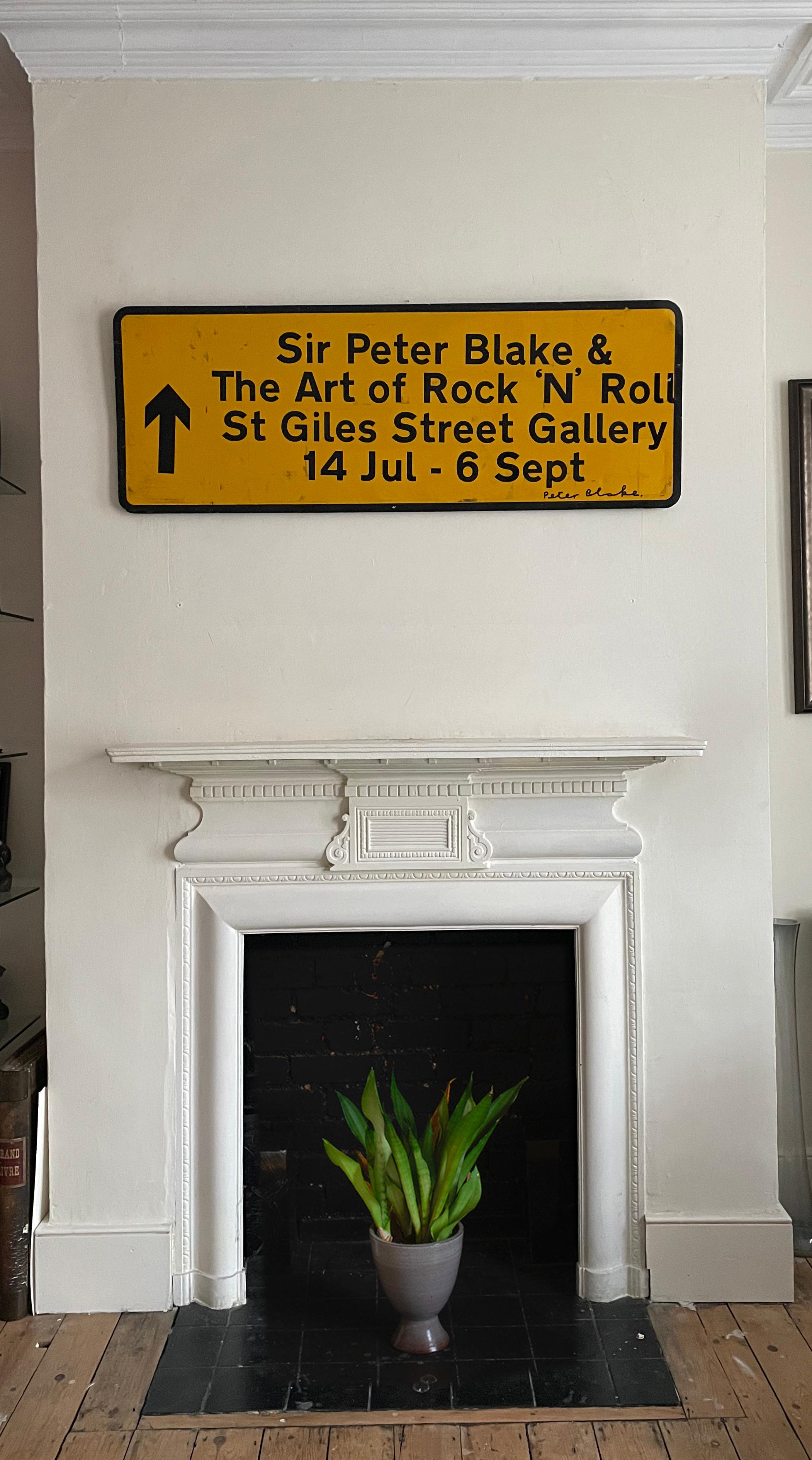 Unique Peter Blake AA Road sign on sheet metal - signed For Sale 1