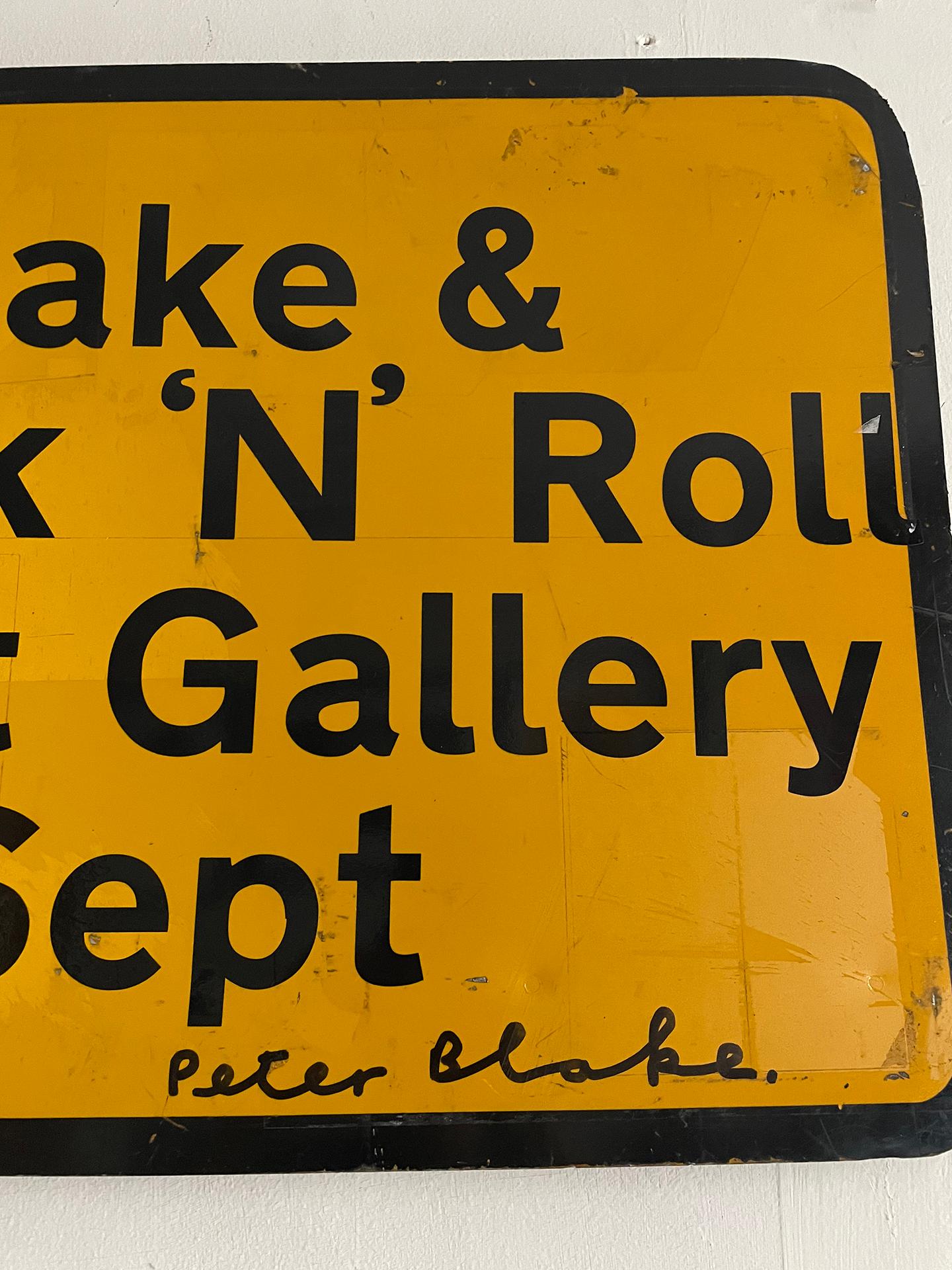 Unique Peter Blake AA Road sign on sheet metal - signed For Sale 2