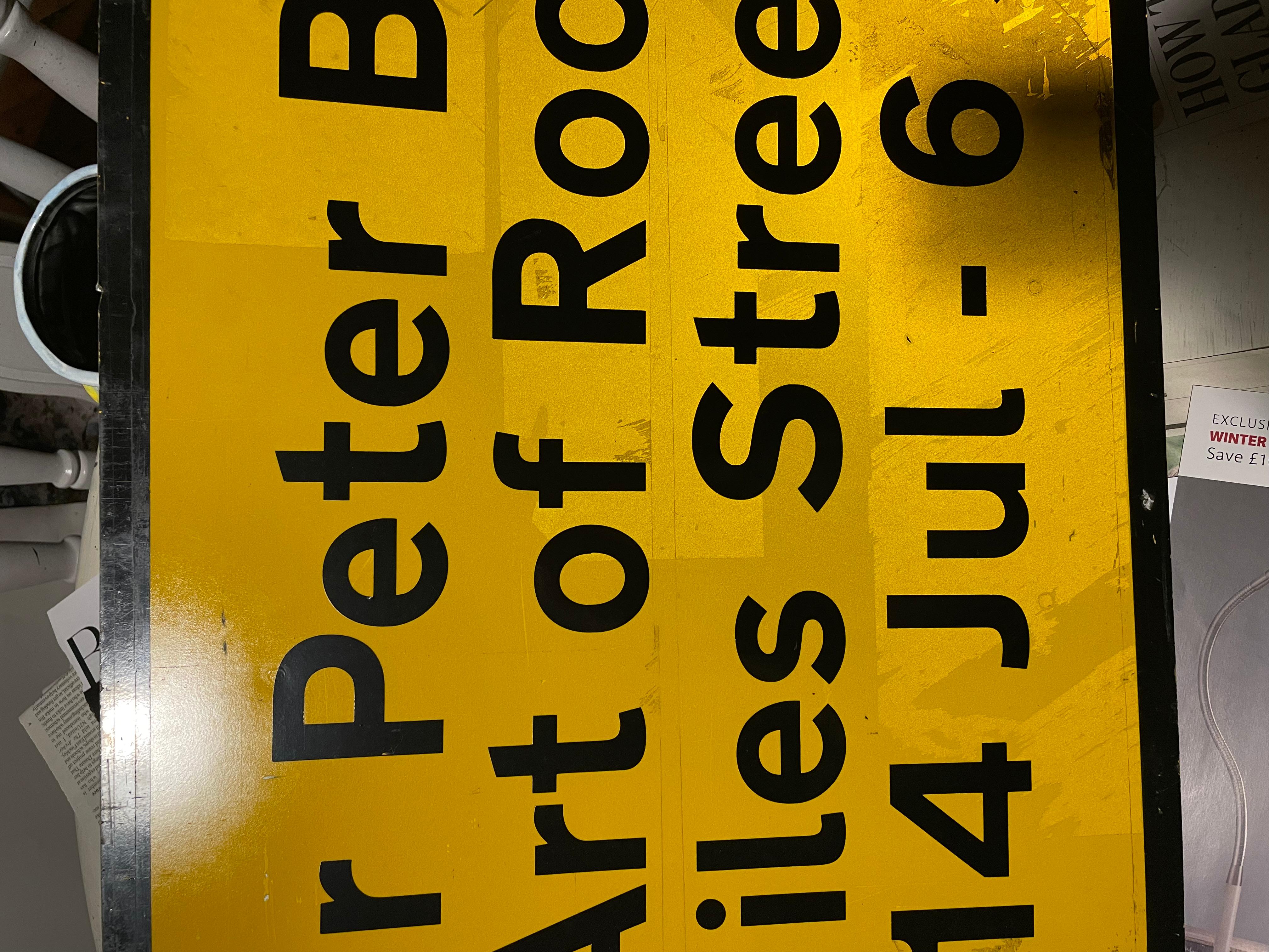 Unique Peter Blake AA Road sign on sheet metal - signed For Sale 6
