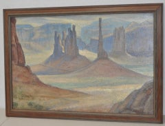 Peter Blos "Monument Valley" Desert Landscape Oil Painting c.1950