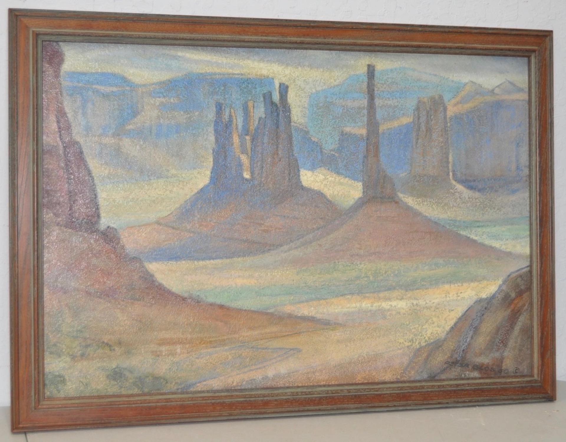 PETER BLOS Landscape Painting - Peter Blos "Monument Valley" Desert Landscape Oil Painting c.1950