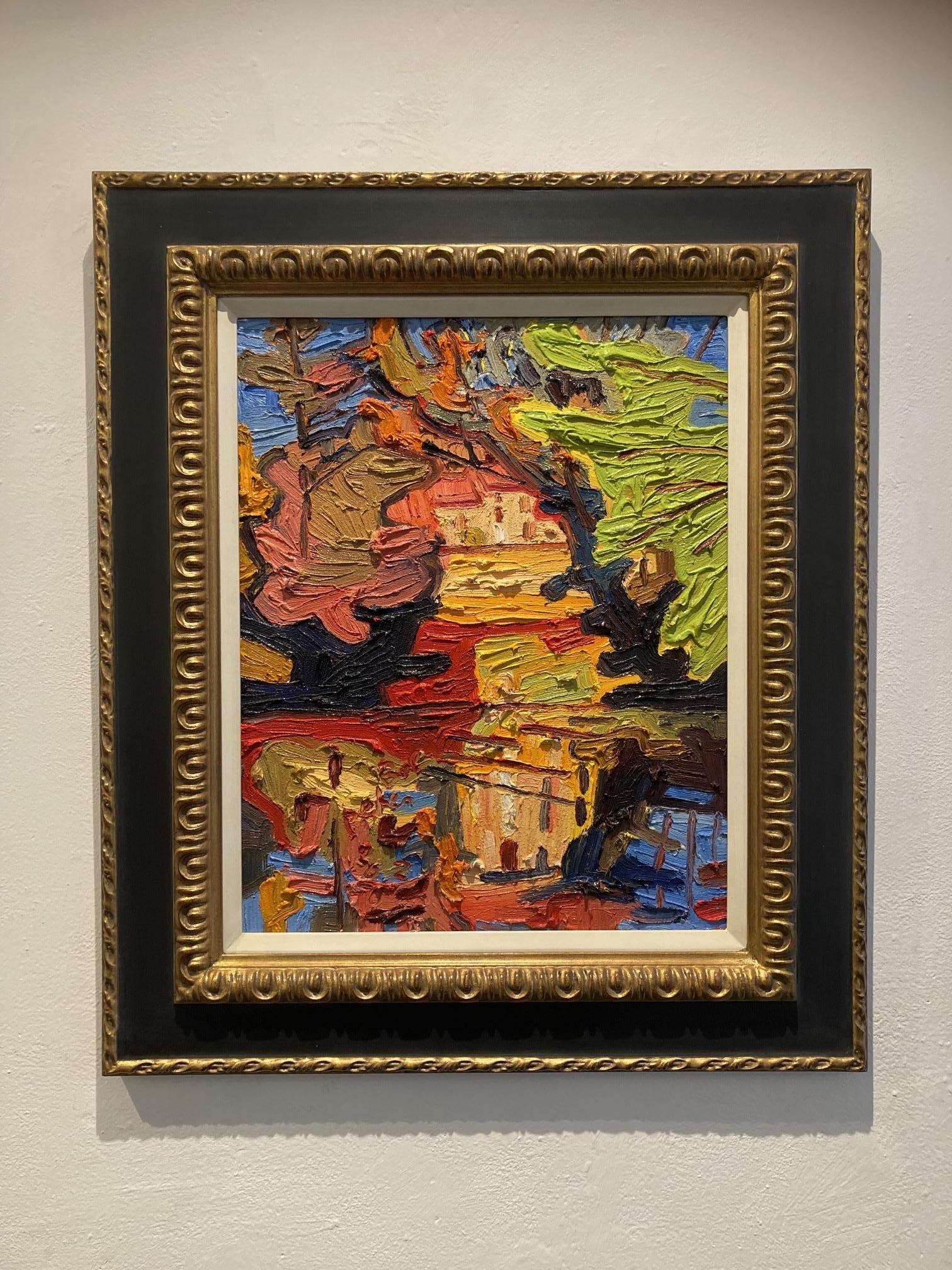 Het Lome Spiegelen van de Zomer in Aveyron Ölgemälde auf Leinwand Vorrätig (Zeitgenössisch), Painting, von Peter Bol