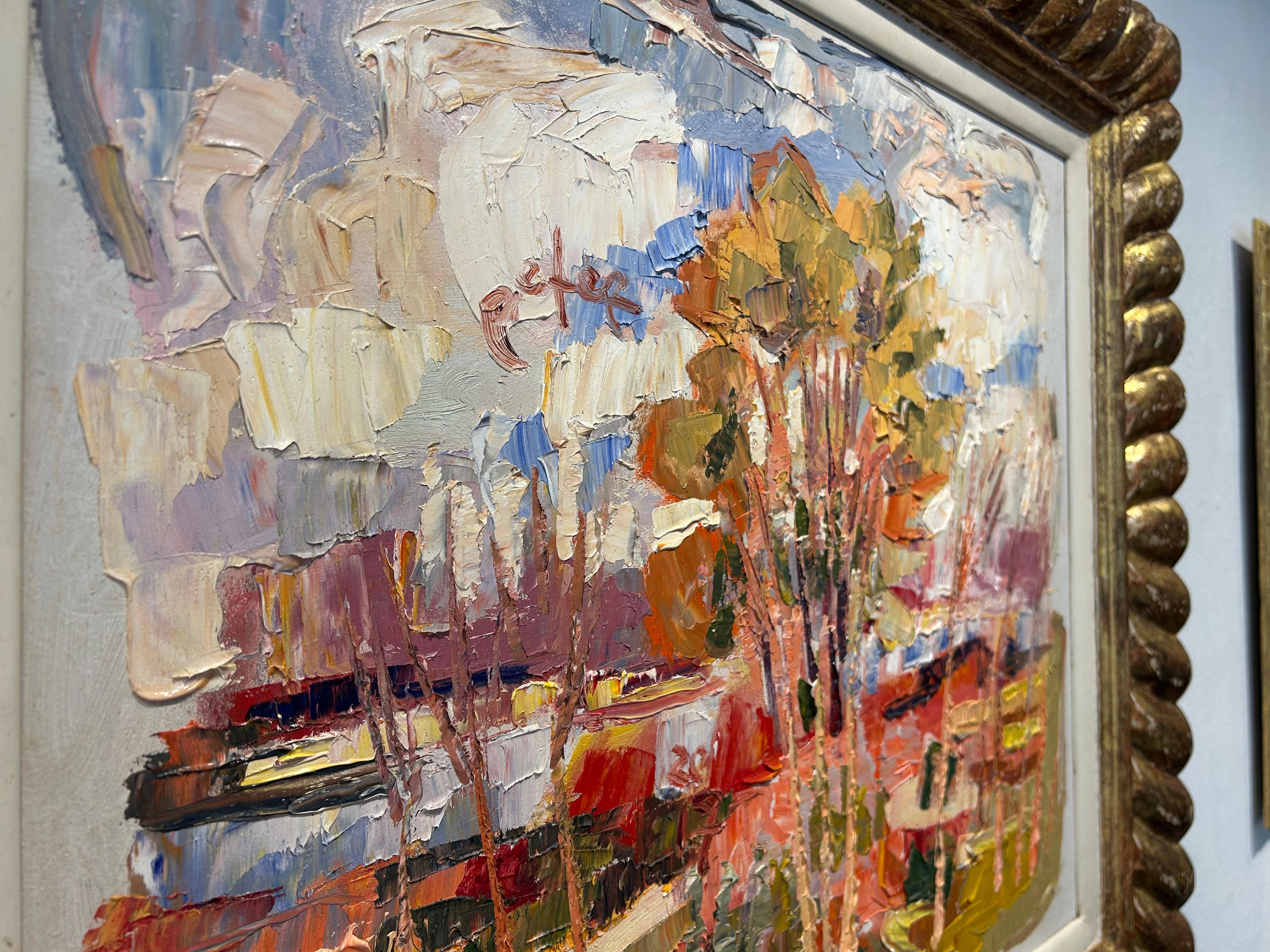 Uiterwaarden van de Waal Plaines de sangle de la rivière Waal Nature moderne en stock - Marron Figurative Painting par Peter Bol