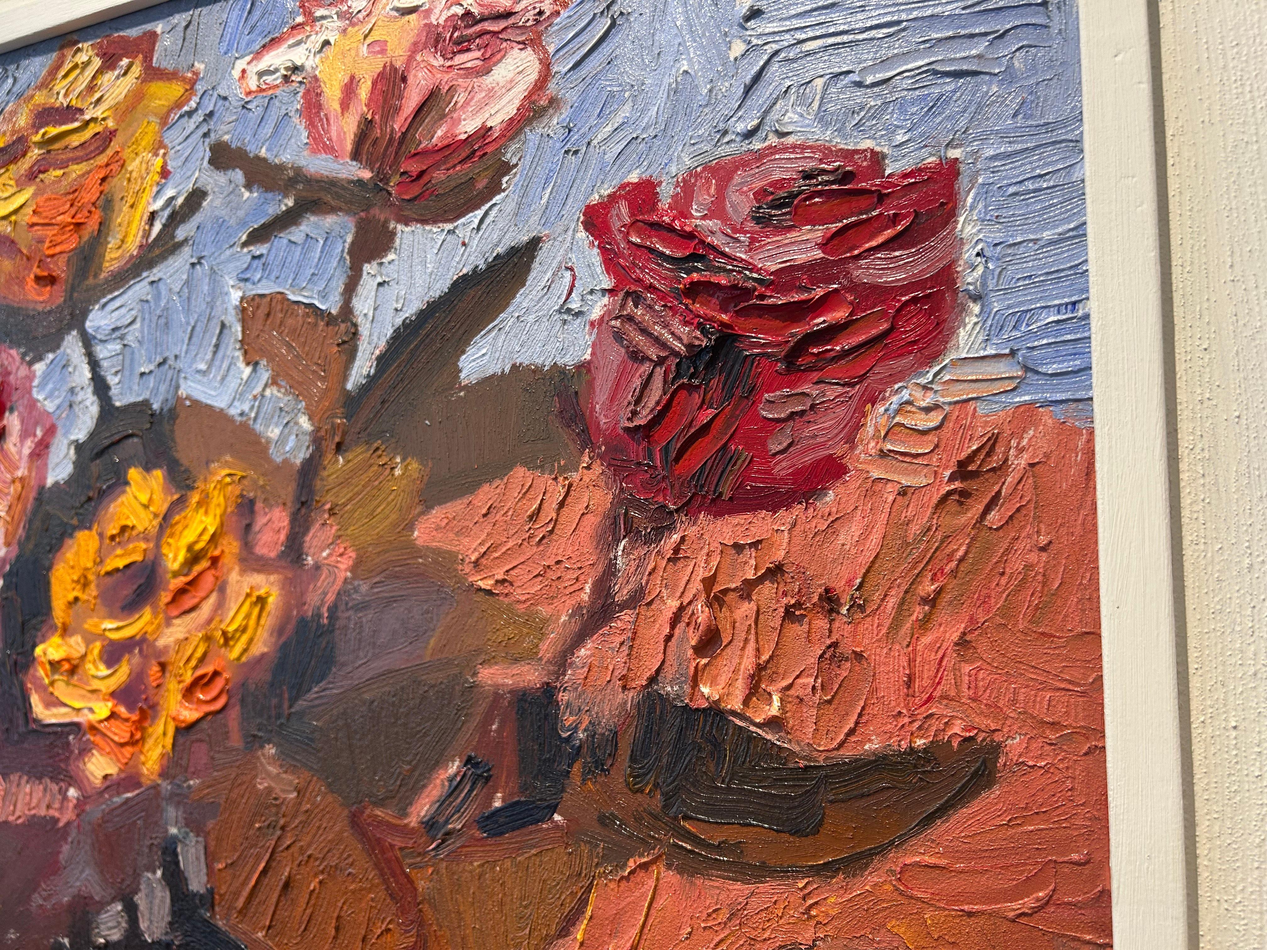 Wilde Volheid van Rozen Stillleben in Wildform von Rosen, Blumen, Stillleben, Modern, neu (Beige), Still-Life Painting, von Peter Bol