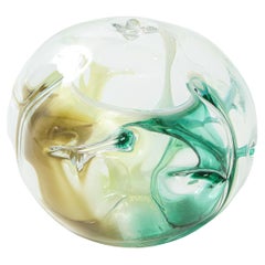 Peter Bramhall Emerald, Ochre Clear Glass Orb