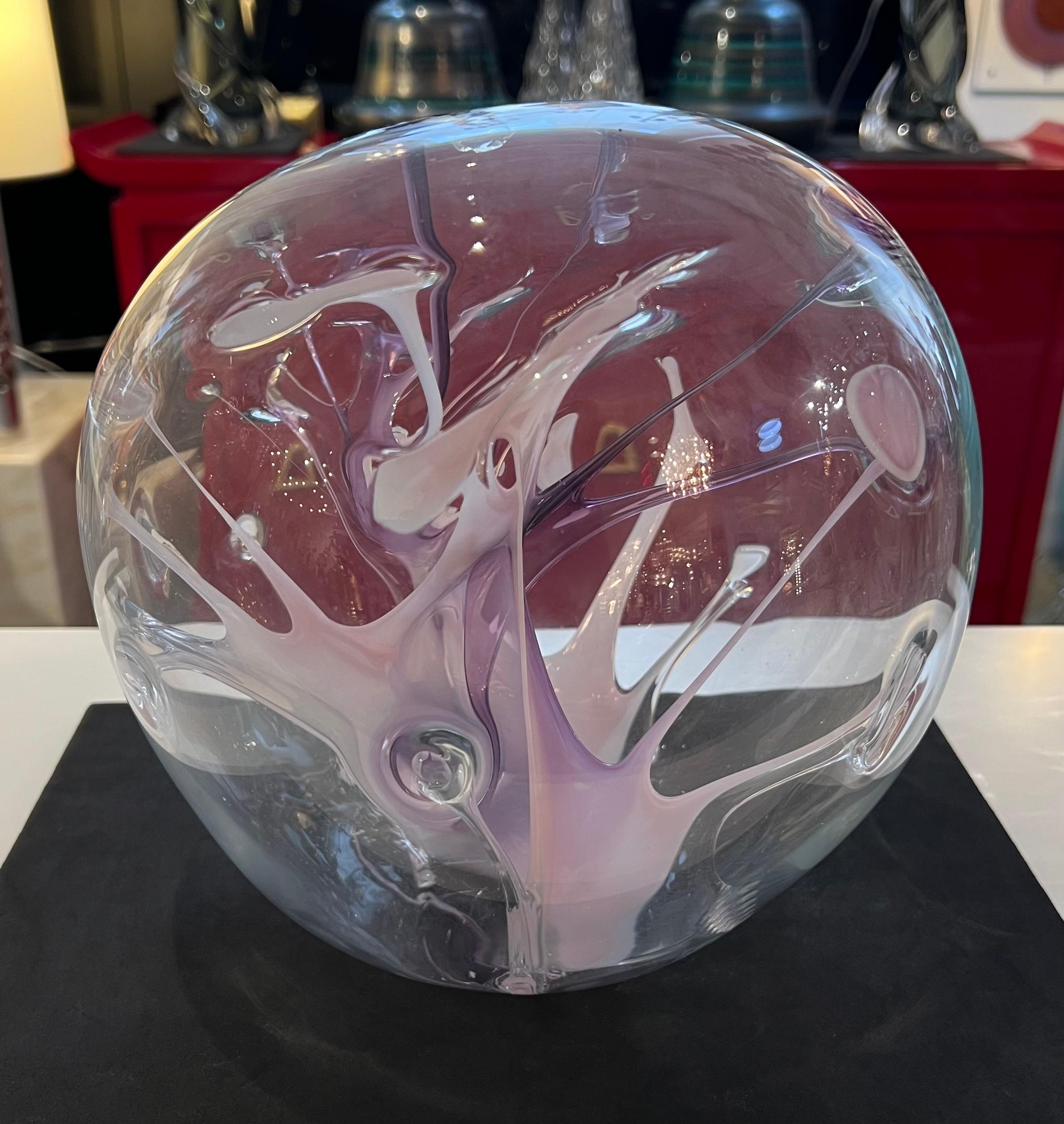 Peter Bramhall Glass 80s Orb Sculpture American For Sale 7