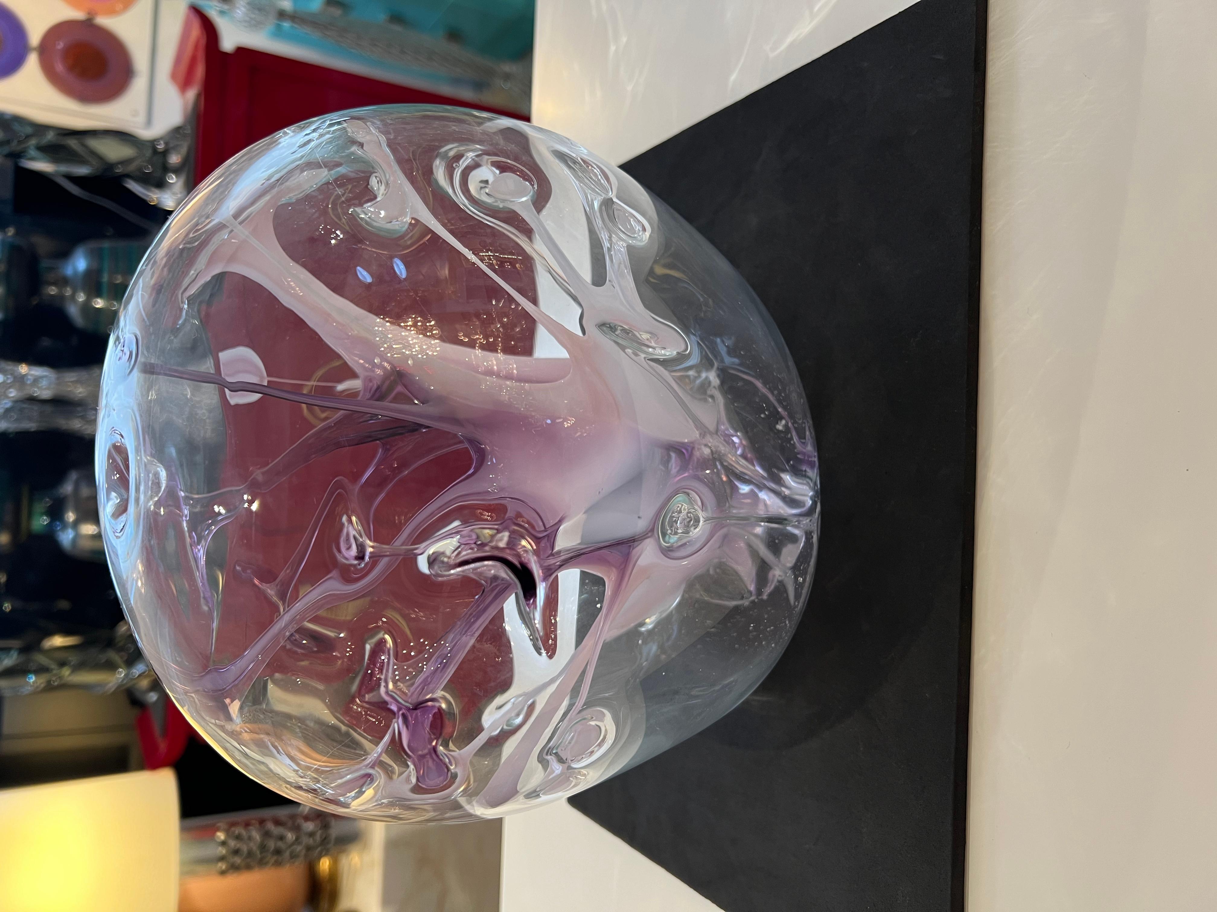 Post-Modern Peter Bramhall Glass 80s Orb Sculpture American