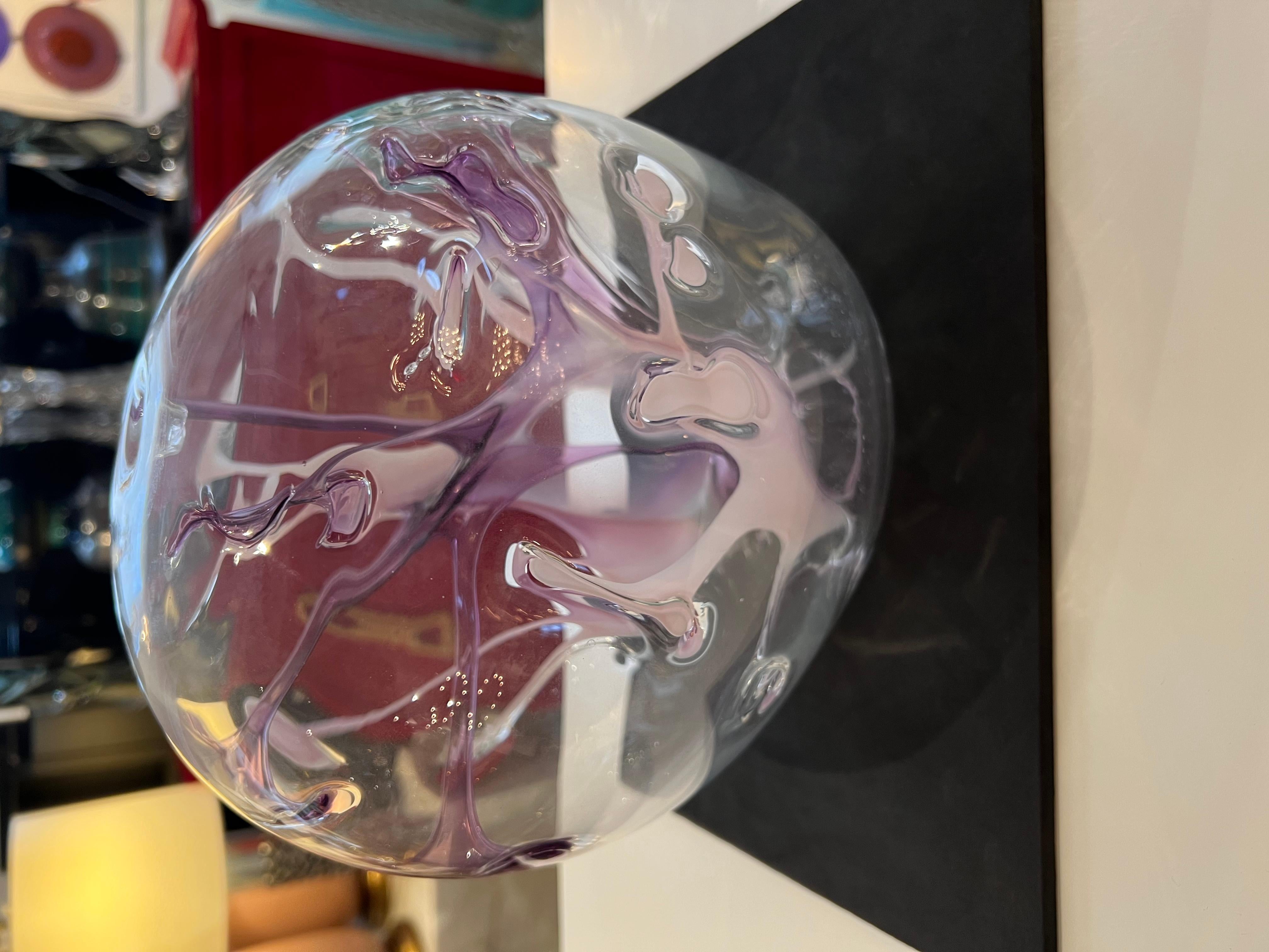 Peter Bramhall Glass 80s Orb Sculpture American In Excellent Condition For Sale In New York, NY
