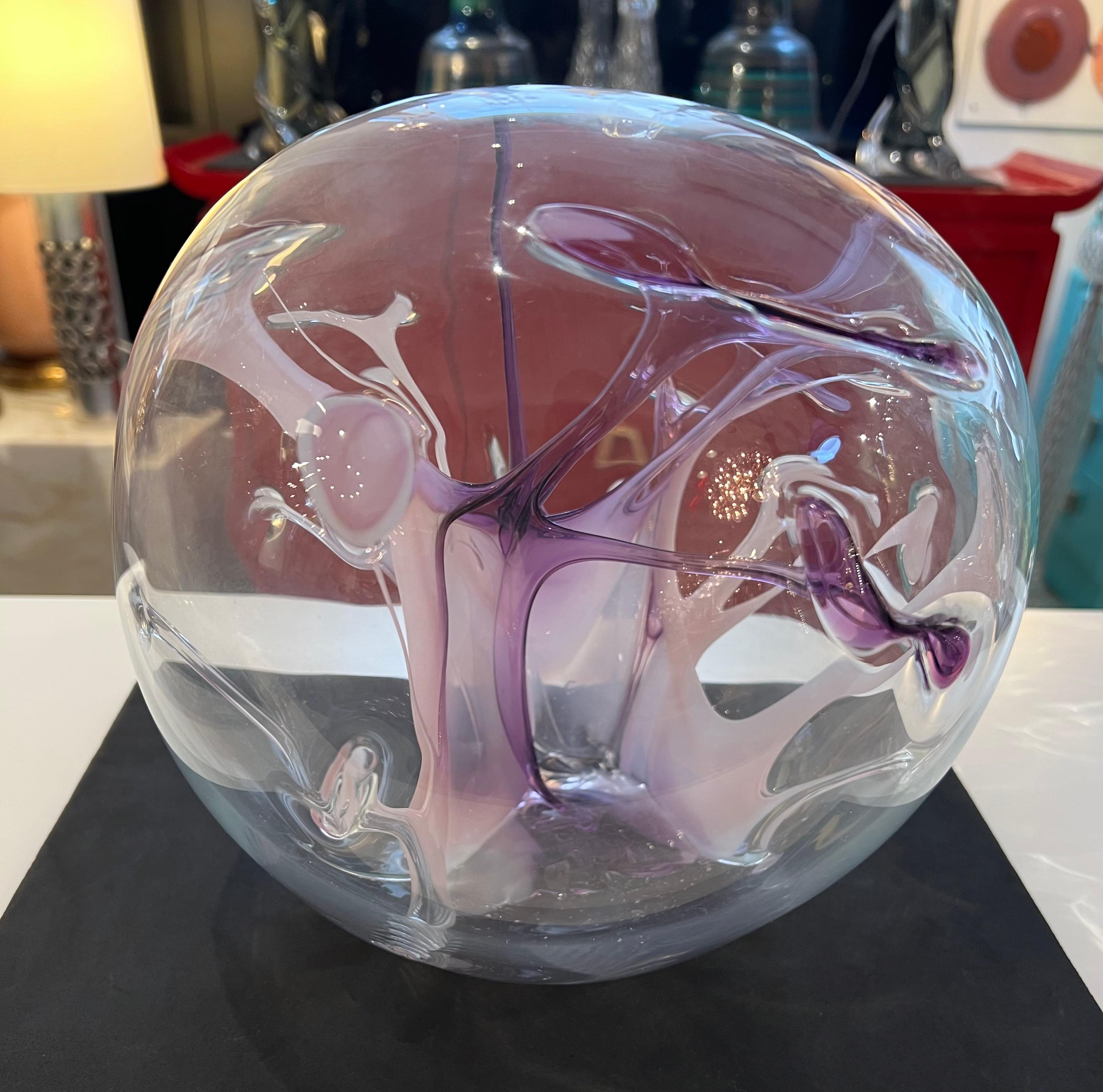 Peter Bramhall Glass 80s Orb Sculpture American 1