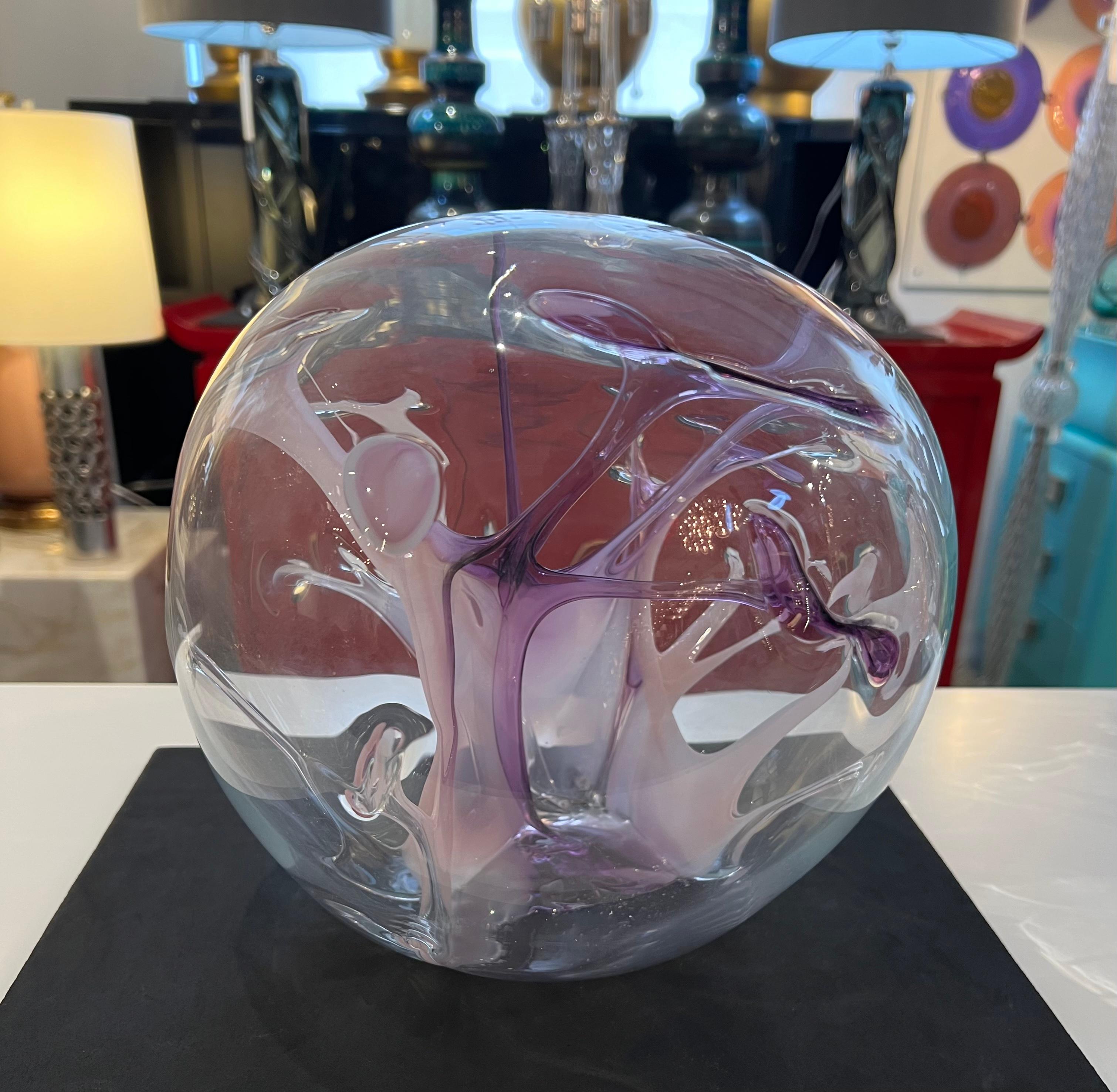 Peter Bramhall Glass 80s Orb Sculpture American For Sale 2