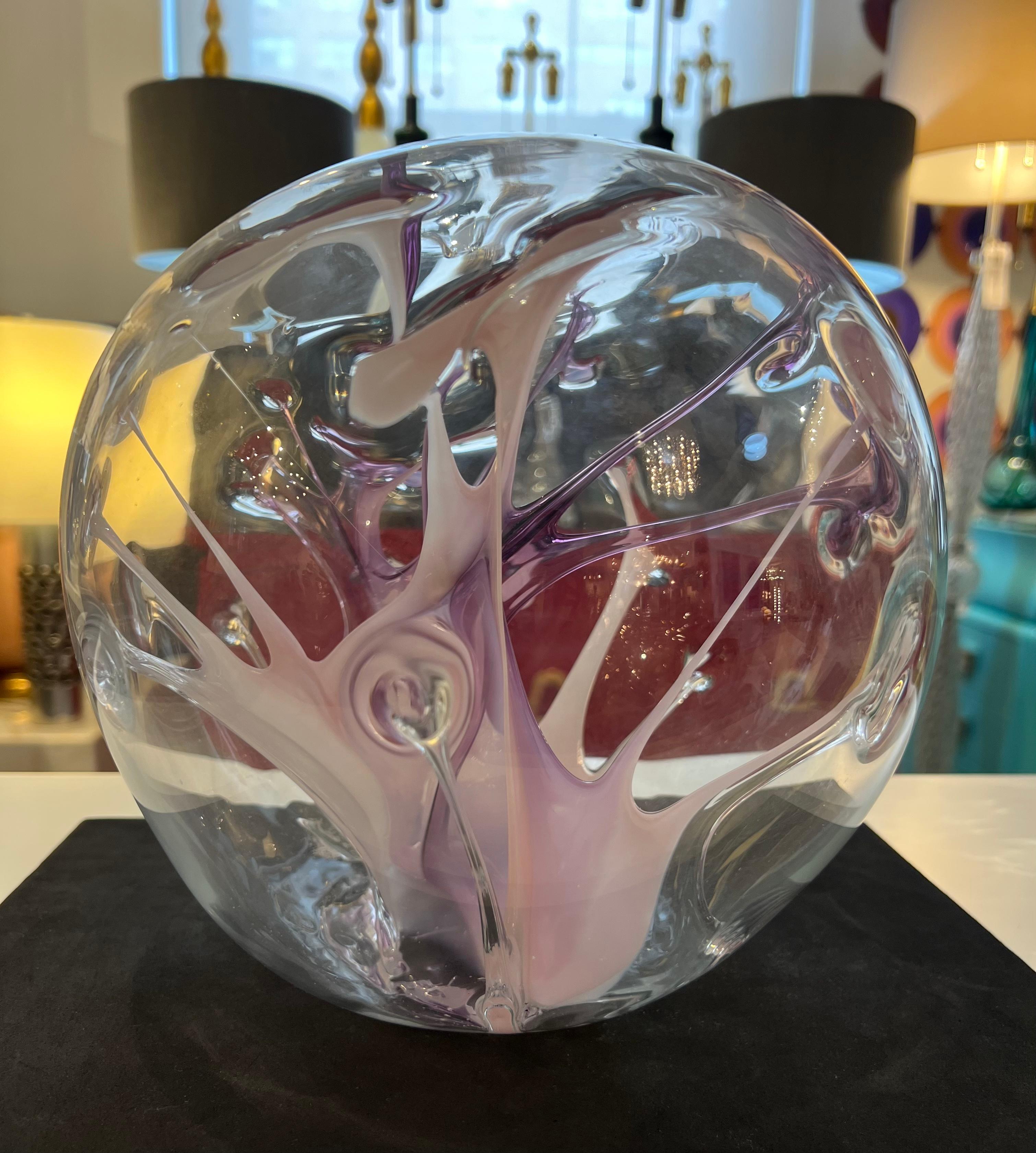 Peter Bramhall Glass 80s Orb Sculpture American For Sale 3