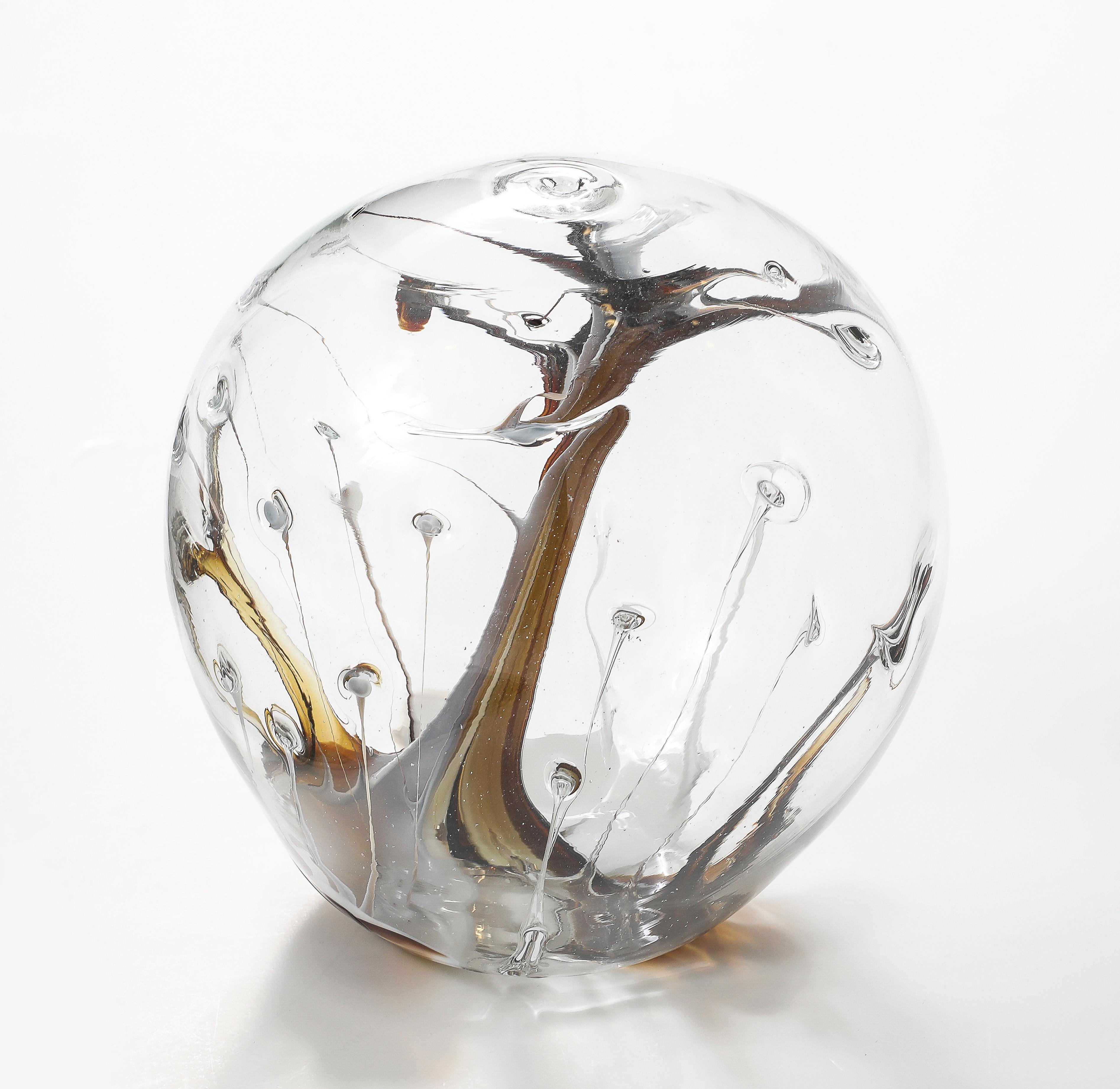 Mid-Century Modern Peter Bramhall, Glass Orb Sculpture, 1985 For Sale