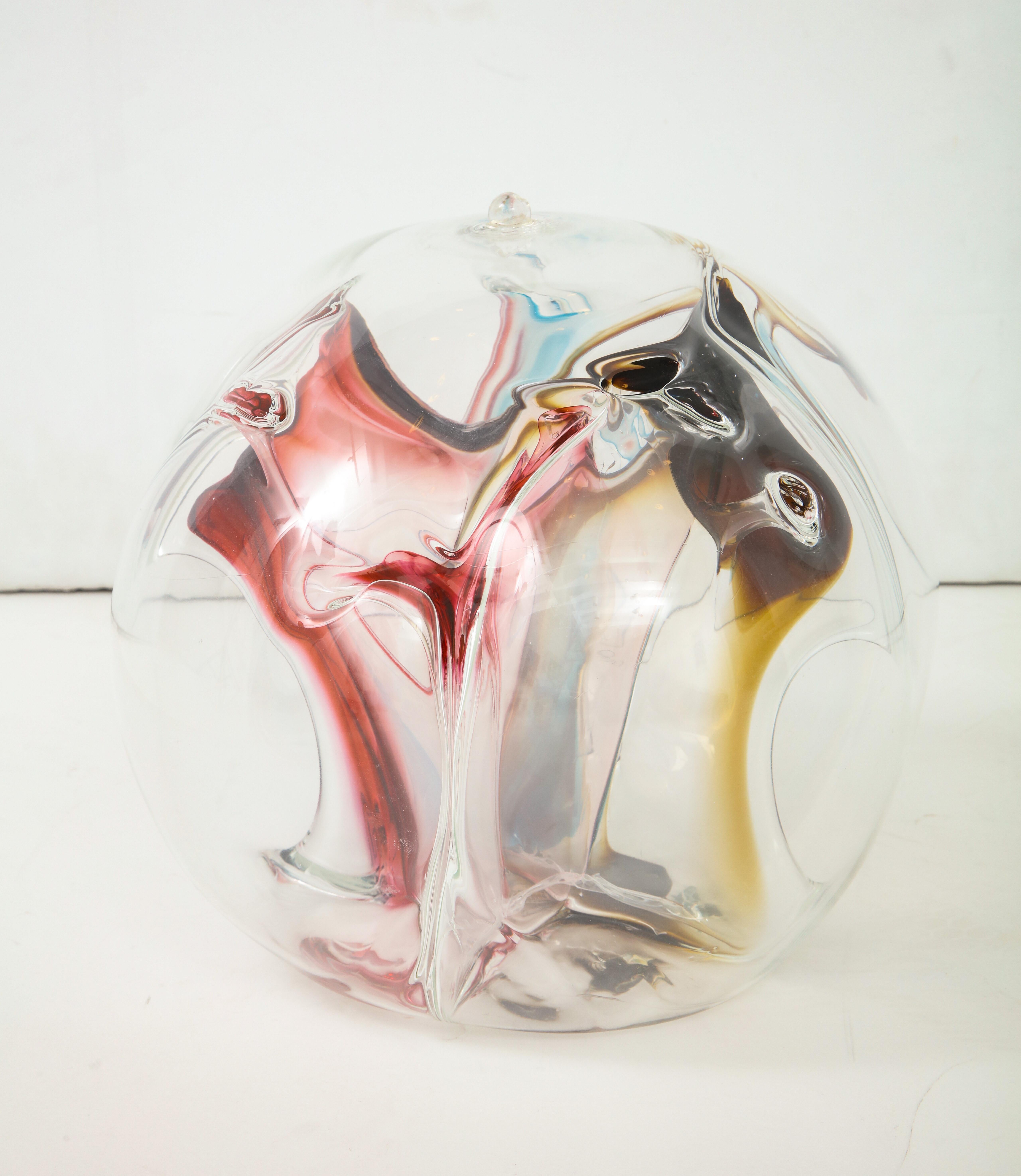 American Peter Bramhall Glass Orb Sculpture